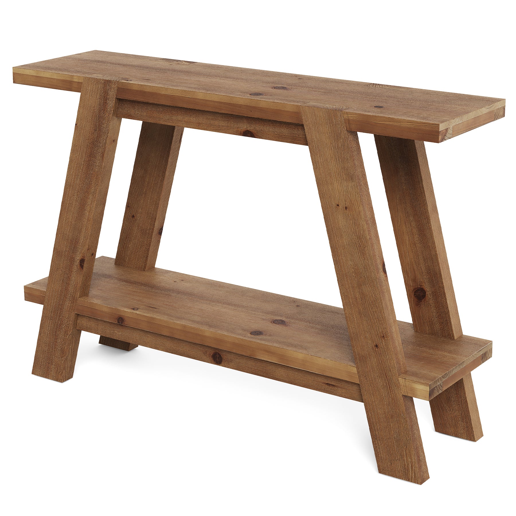 Schmale Massivholz Konsolentisch 110 cm im Landhausstil, Sofatisch mit 2 Ablagen für Flur und Wohnzimmer