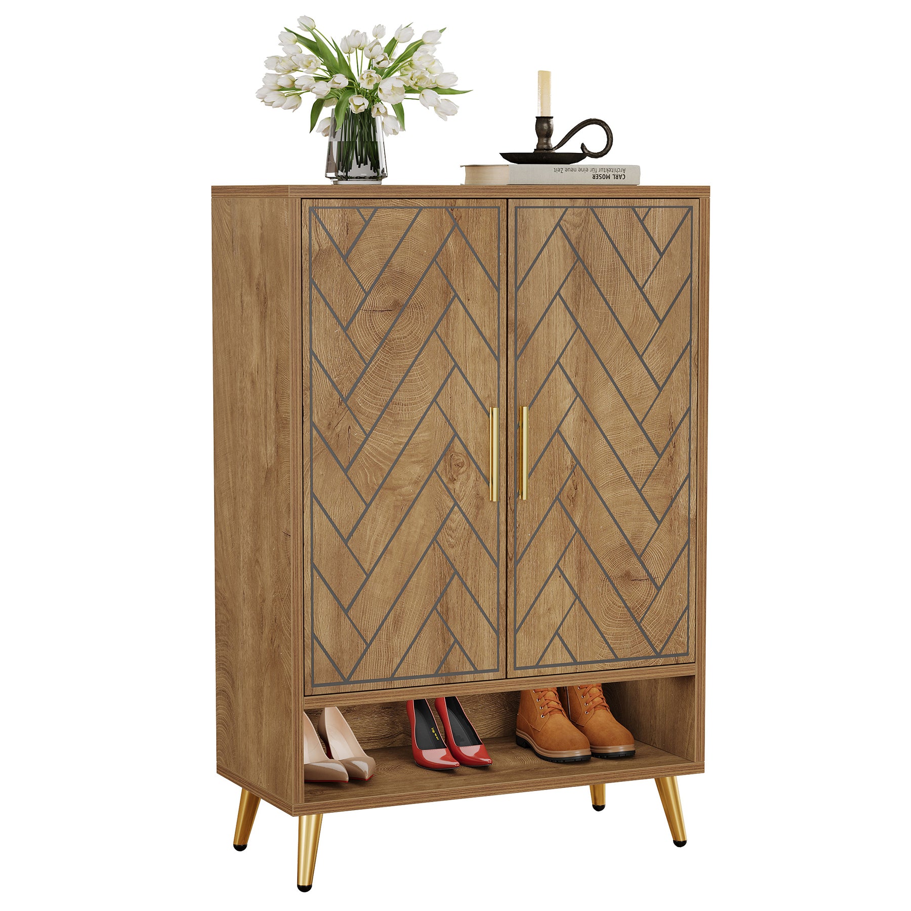 Schuhschrank aus Holz, 6-stöckiger Schuh-Organizer mit verstellbaren Regalen