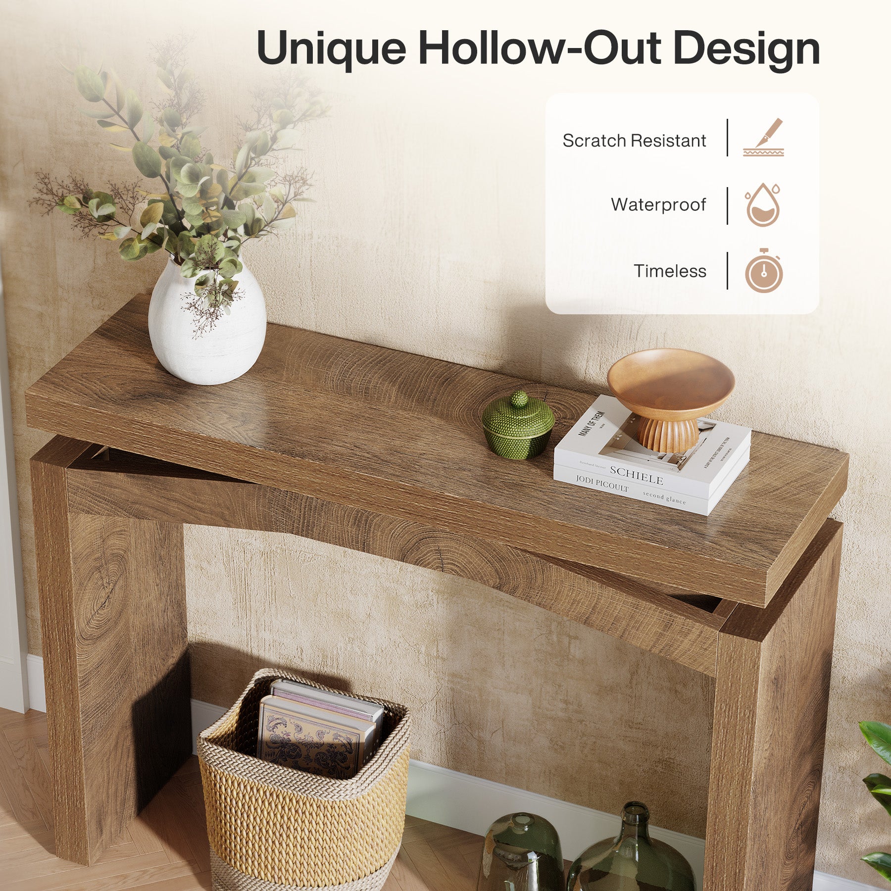 Tribesigns Konsolentisch 100 cm schmal, Flurtisch im Landhausstil mit modernem Design