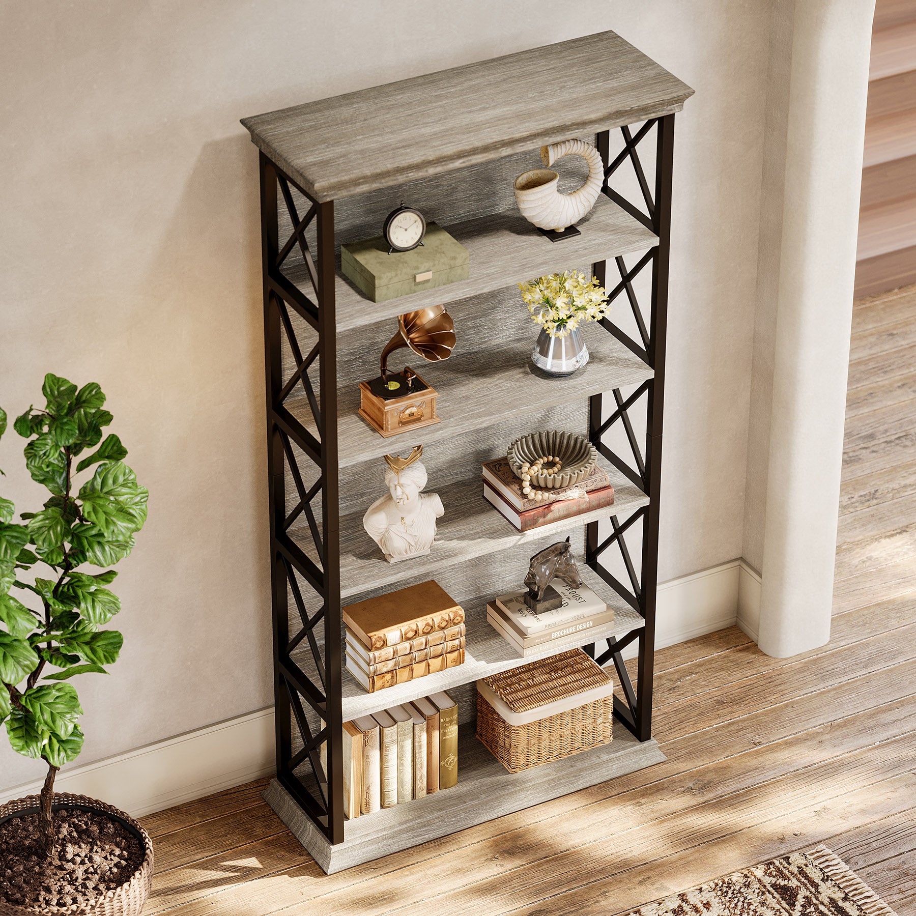 6-stöckiges Bücherregal, 180cm Etagere Bücherregal für das Home Office