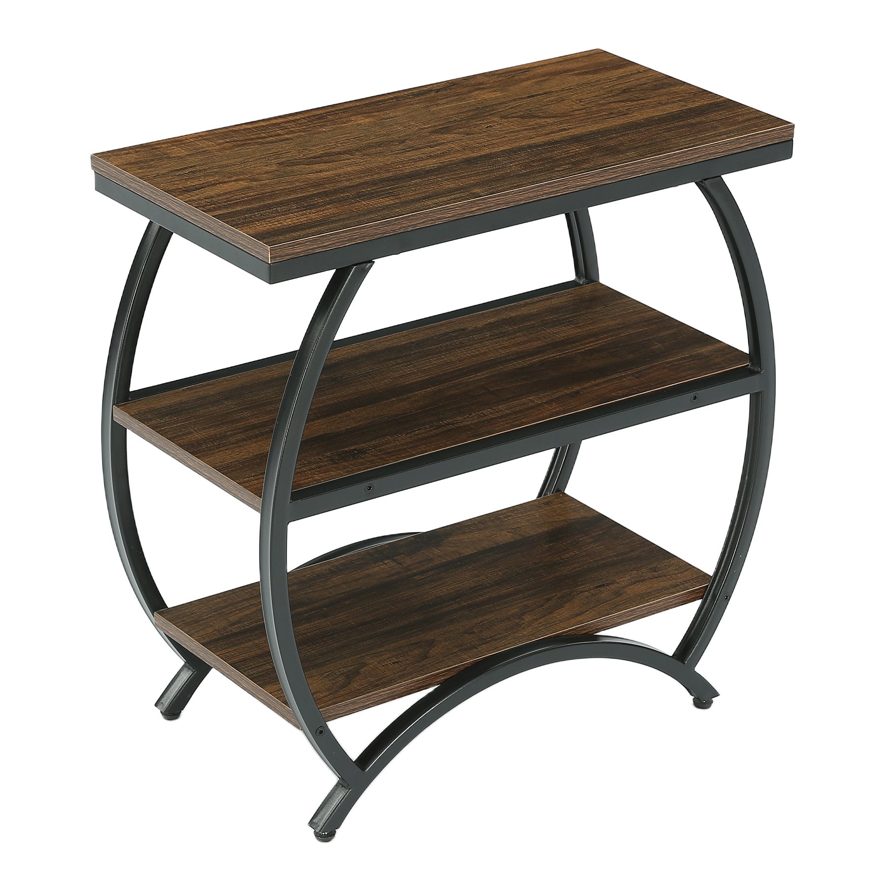 Schmaler Beistelltisch 3 Ebenen, Industrial Nachttisch mit Metallrahmen, Sofatisch für kleine Räume