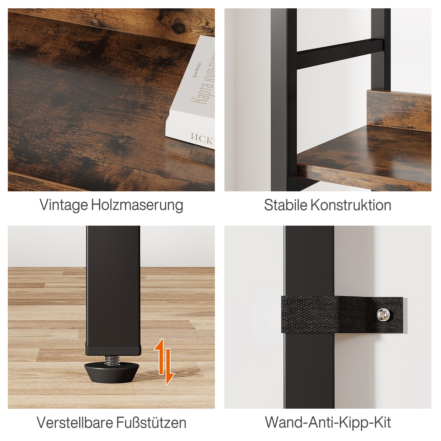 5-stöckiges Bücherregal, doppeltes breites Bücherregal-Aufbewahrungsregal