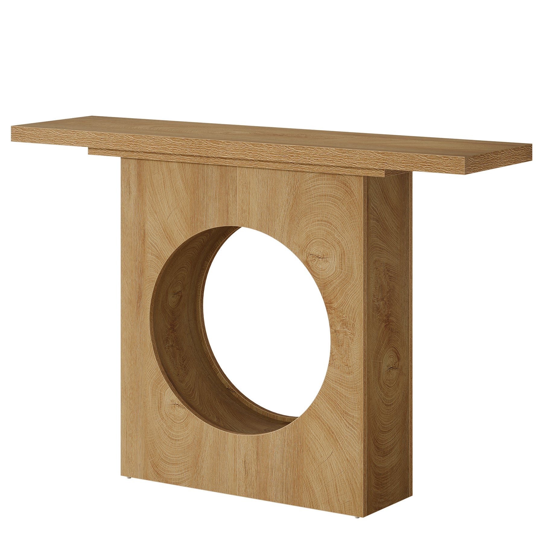 Schmaler Konsolentisch 105 cm, moderner Flurtisch in Holzoptik mit rundem Design-Ausschnitt