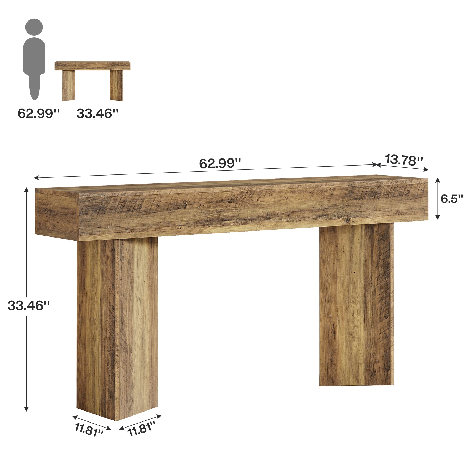 Langer Konsolentisch 160 cm, schmaler Akzenttisch hinter der Couch