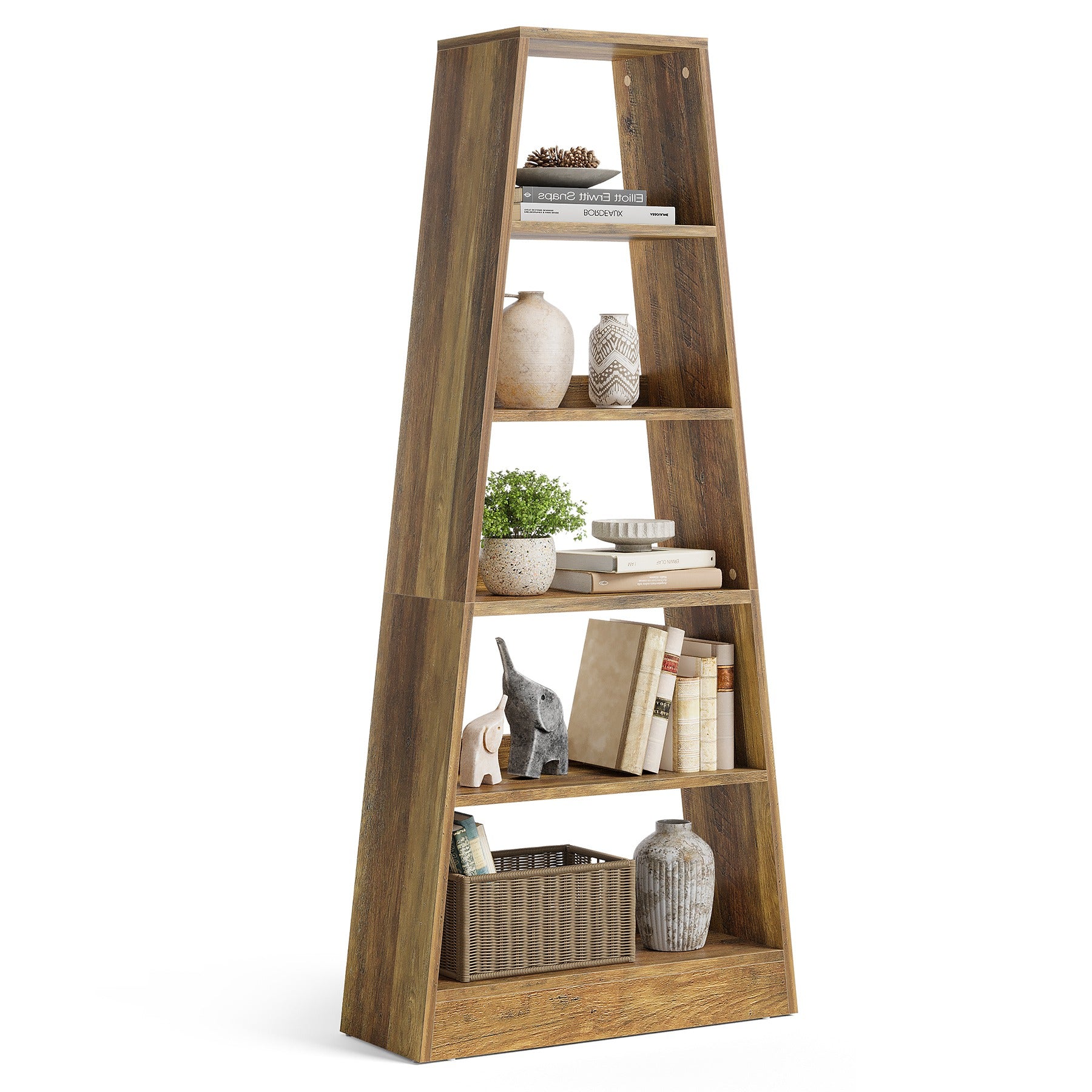 80 cm Bücherregal - 6-stufiges Leiterregal in für Wohnzimmer und Büro