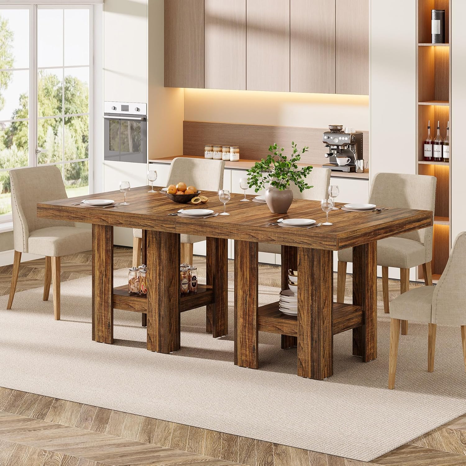 80x80 cm Esstisch - Industrieller Quadrattisch in rustikalem Braun