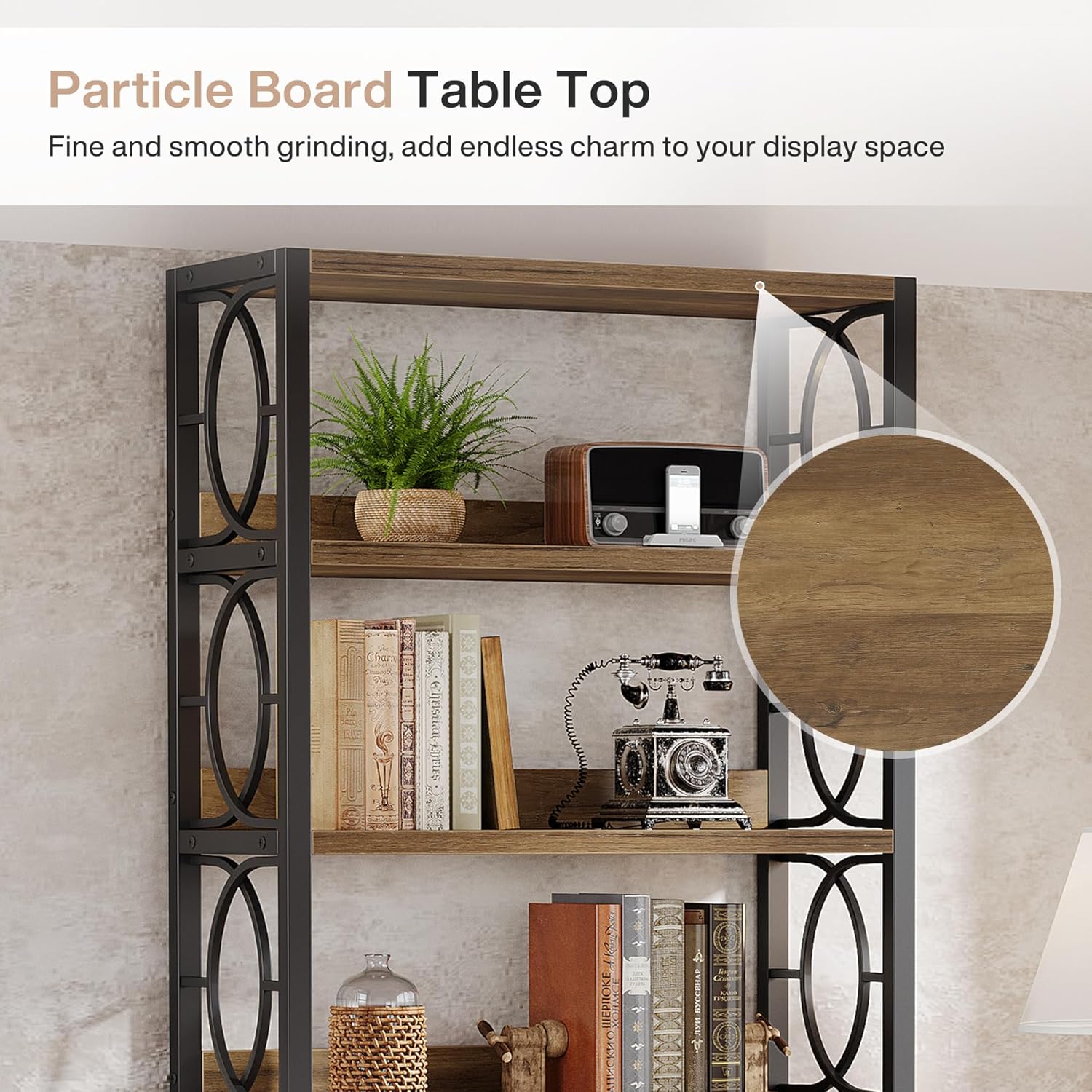 180 cm 6 Etagen Industrielles Bücherregal - Metallrahmen mit offenen Regalen