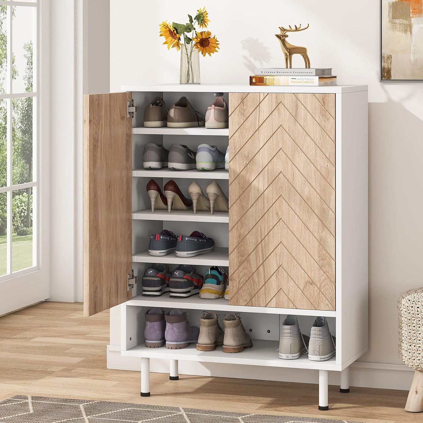 Großes Schuhregal mit 6 Ebenen, Schuh-Organizer für Eingangsbereich