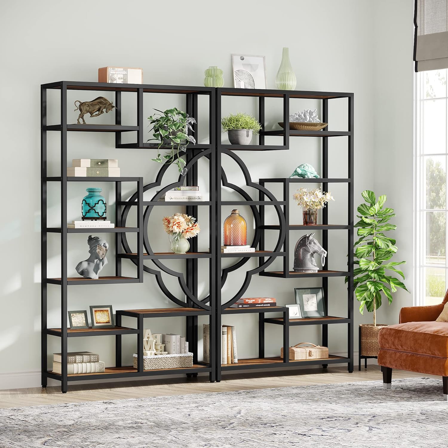 Bücherregal, hohes Bücherregal mit 11 Regalen