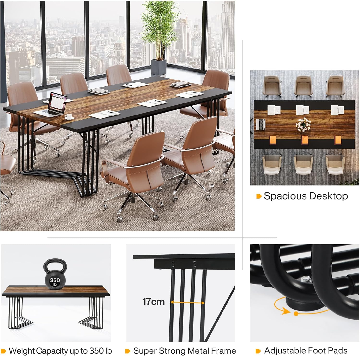 Konferenztisch - 2 Personen Computertisch mit geometrischem Metallgestell