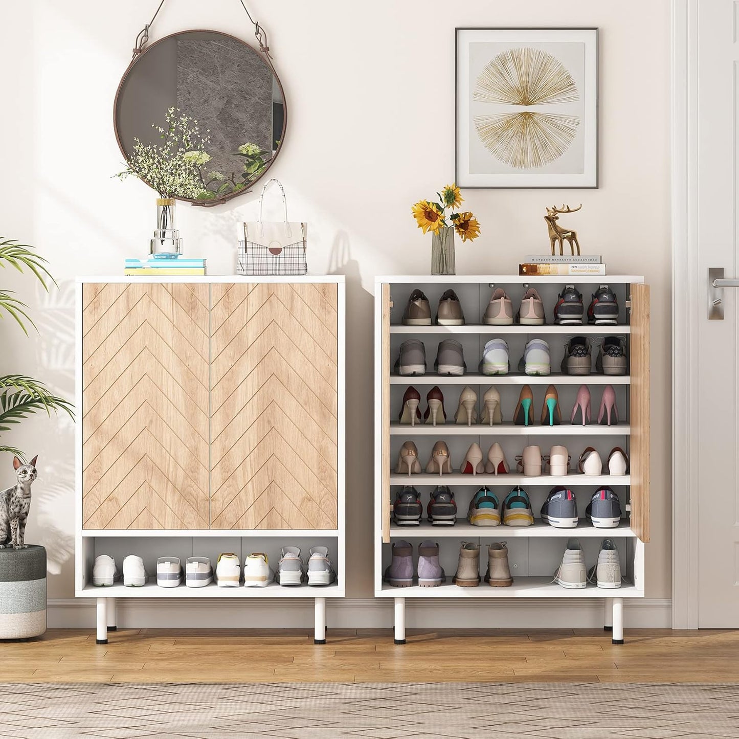 Großes Schuhregal mit 6 Ebenen, Schuh-Organizer für Eingangsbereich