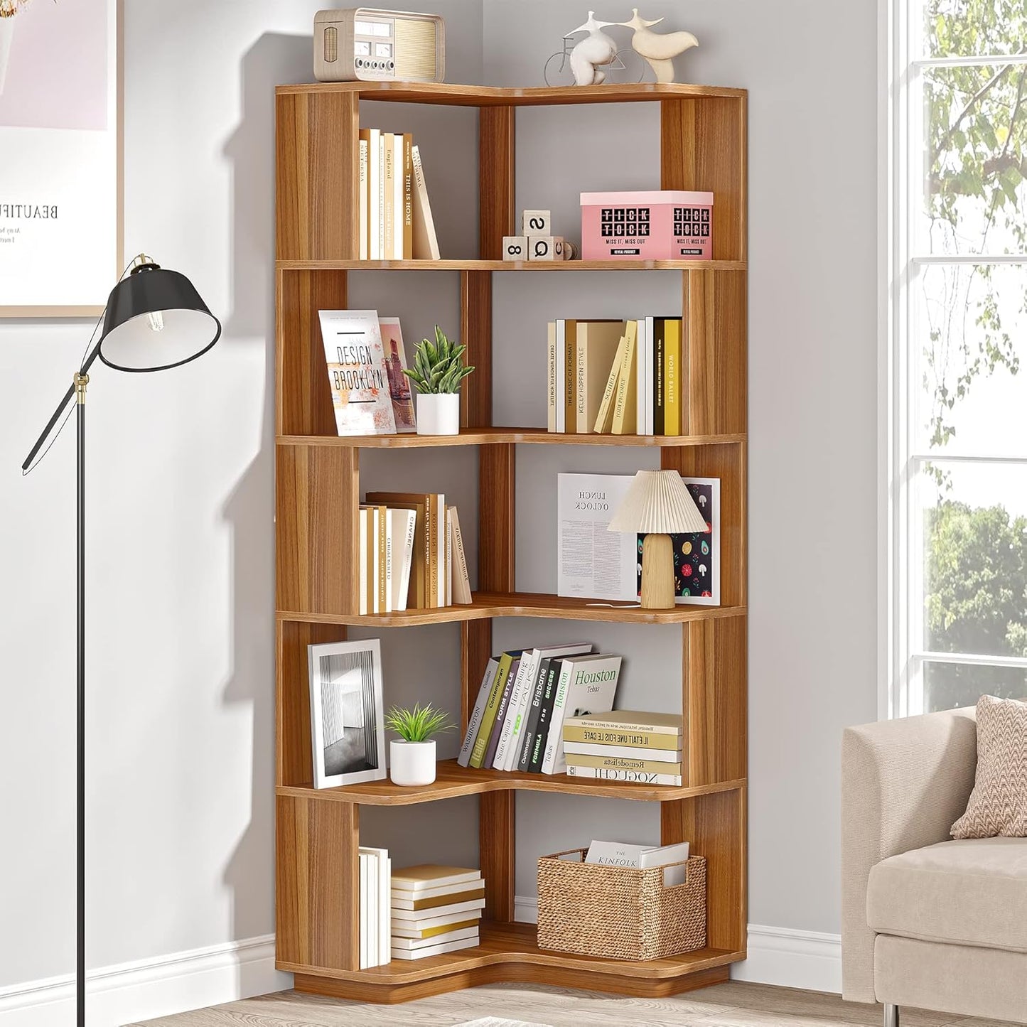 Eckregal, 6-stöckiges Bücherregal, Etagere-Lagerregal