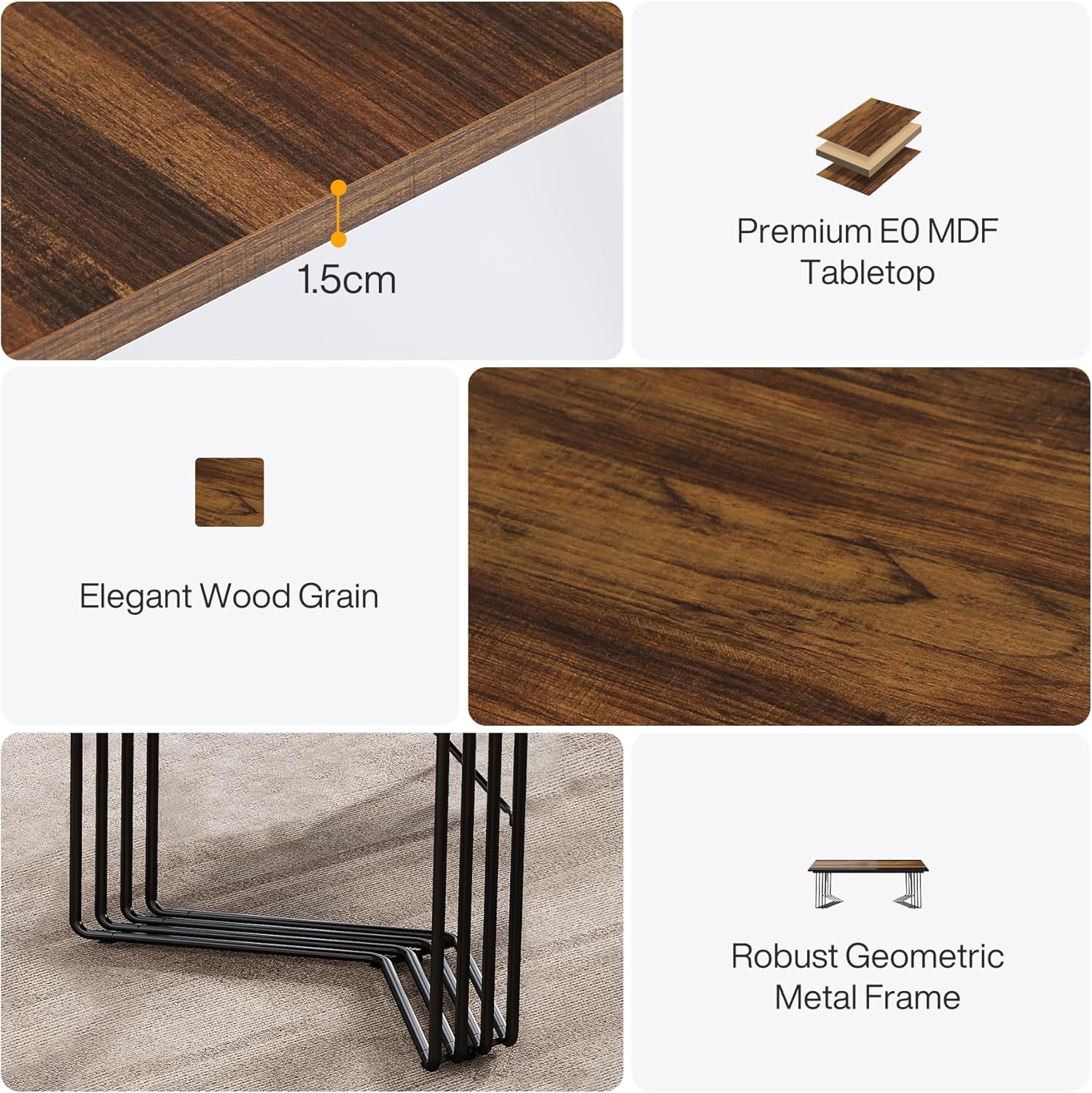 Konferenztisch - 2 Personen Computertisch mit geometrischem Metallgestell