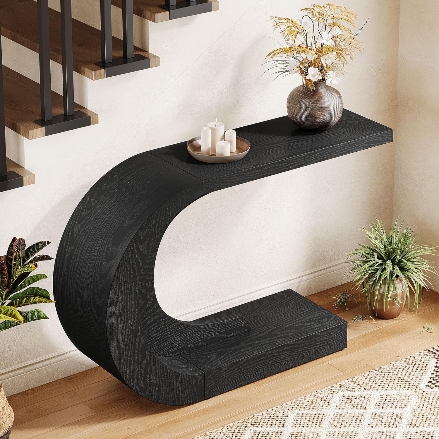 110 cm C-förmiger Mid-Century Modern-Konsolentisch für den Eingangsbereich