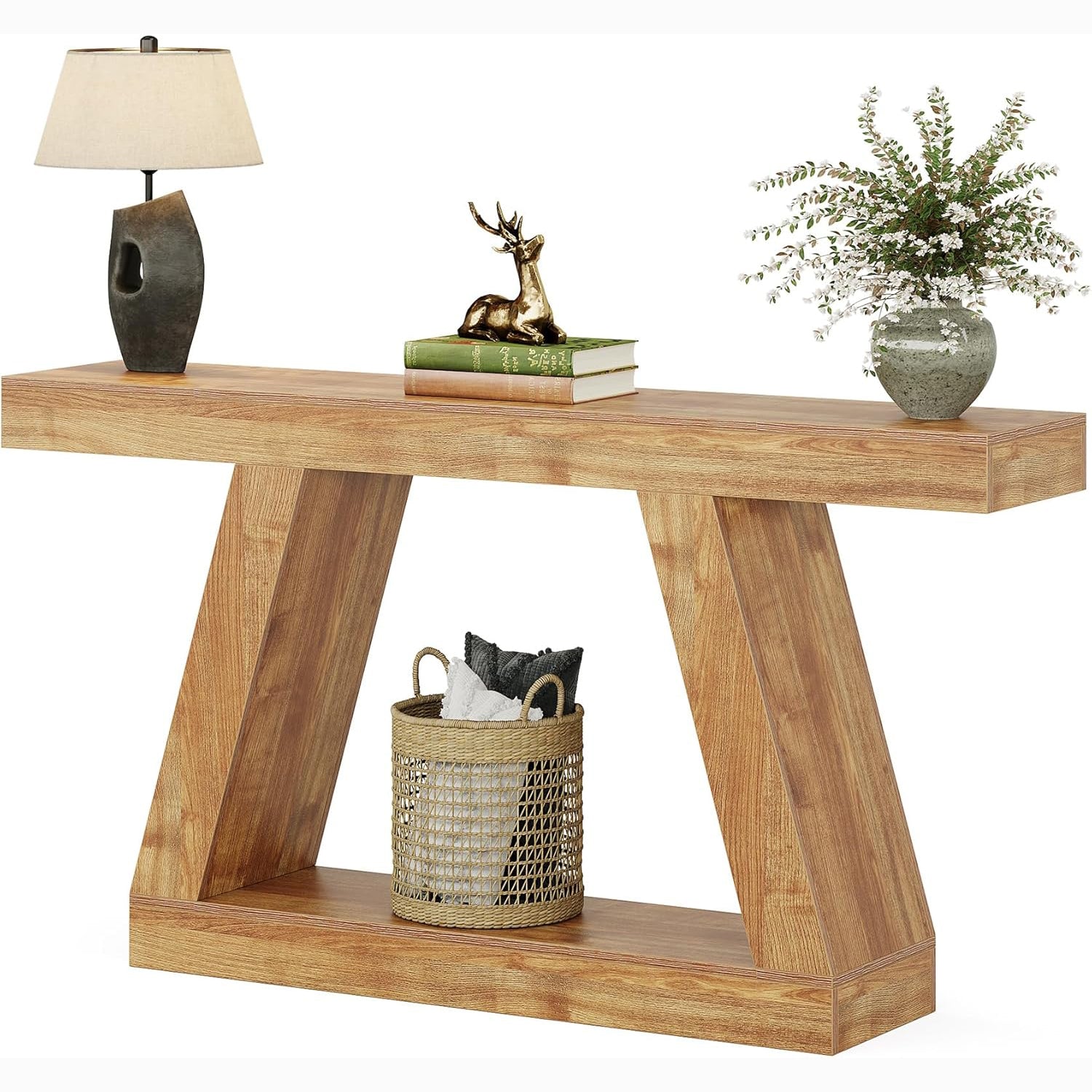 Konsolentisch im Landhausstil, 140cm Sofatisch mit Stauraum