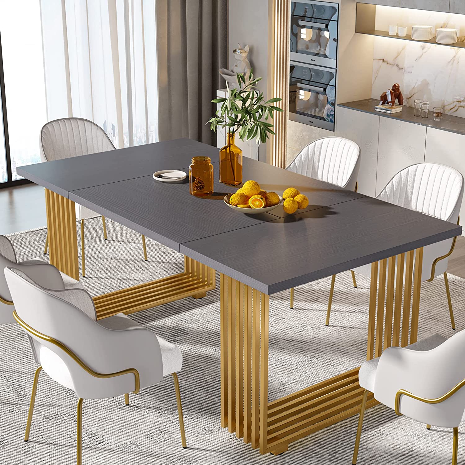 Modern Dining Table, 70.8 Inches Kitchen Table for 6-8 People Tribesigns