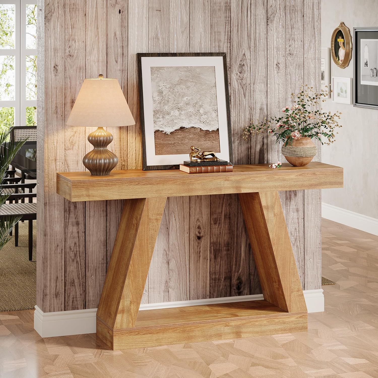 Konsolentisch im Landhausstil, 140cm Sofatisch mit Stauraum