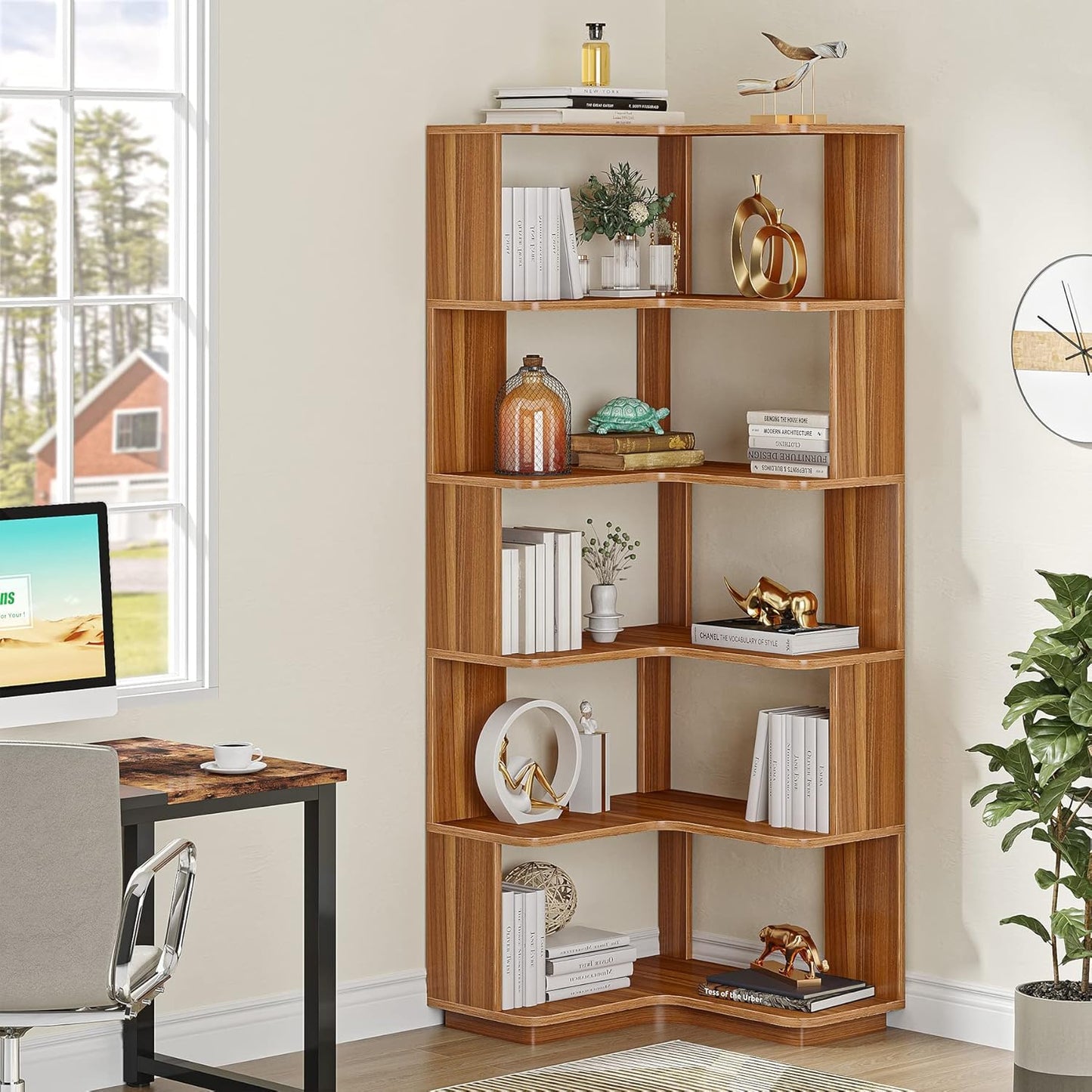 Eckregal, 6-stöckiges Bücherregal, Etagere-Lagerregal