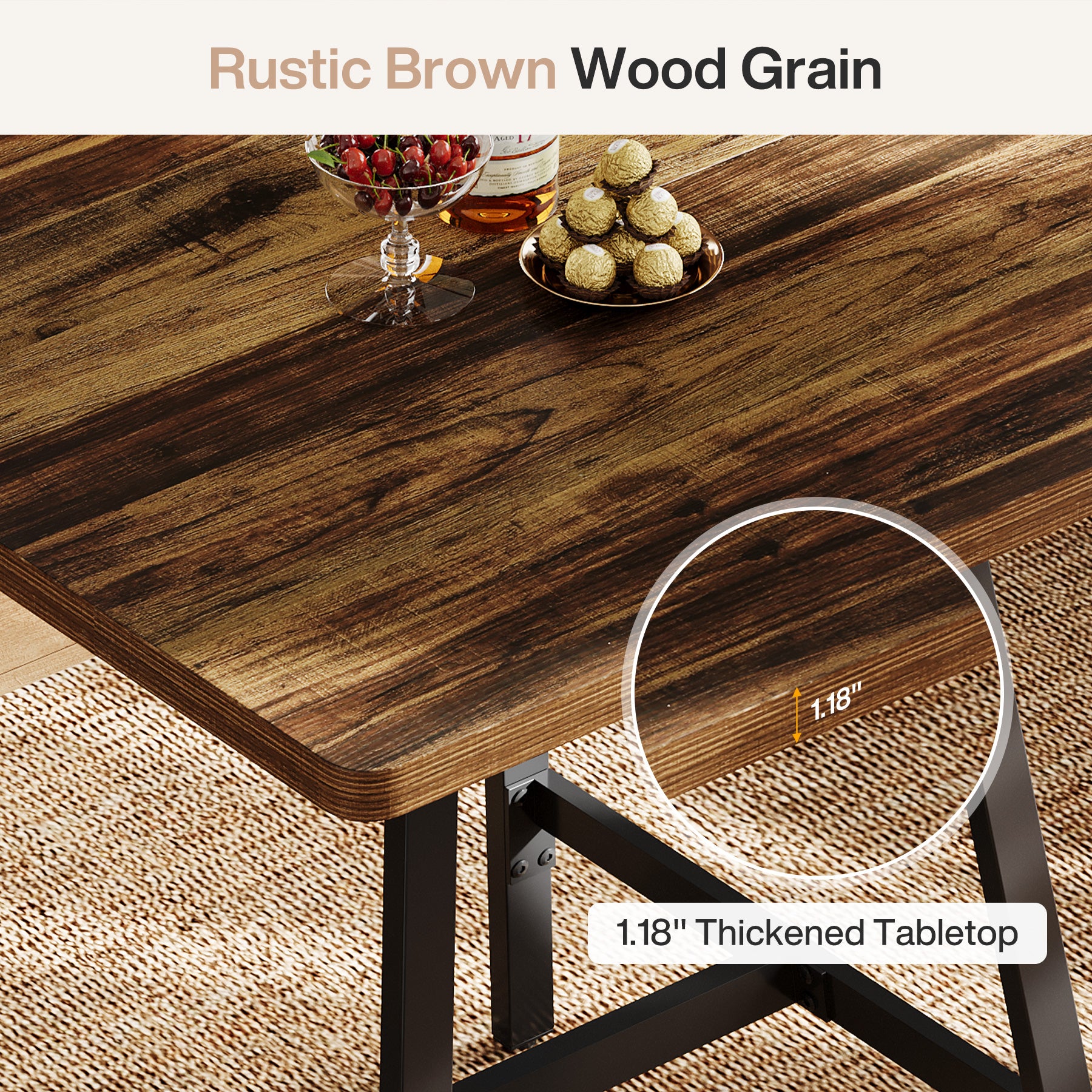 Quadratischer Bartisch im Industriedesign, Hoher Stehtisch mit verstärkter Tischplatte für Küche & Wohnzimmer