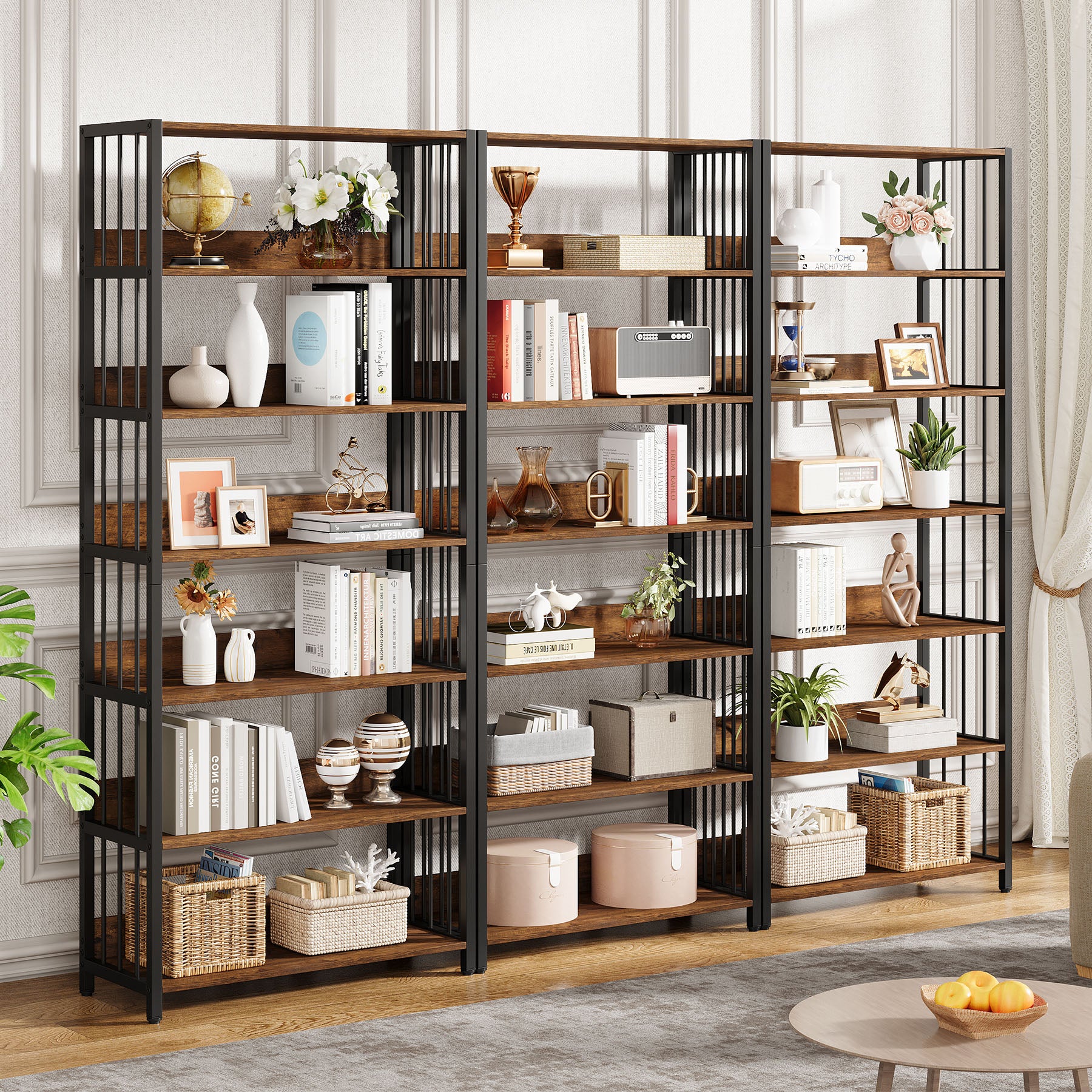 Großes industrielles Ständerregal von Tribesigns - 6 Etagen, 190 cm, Holz