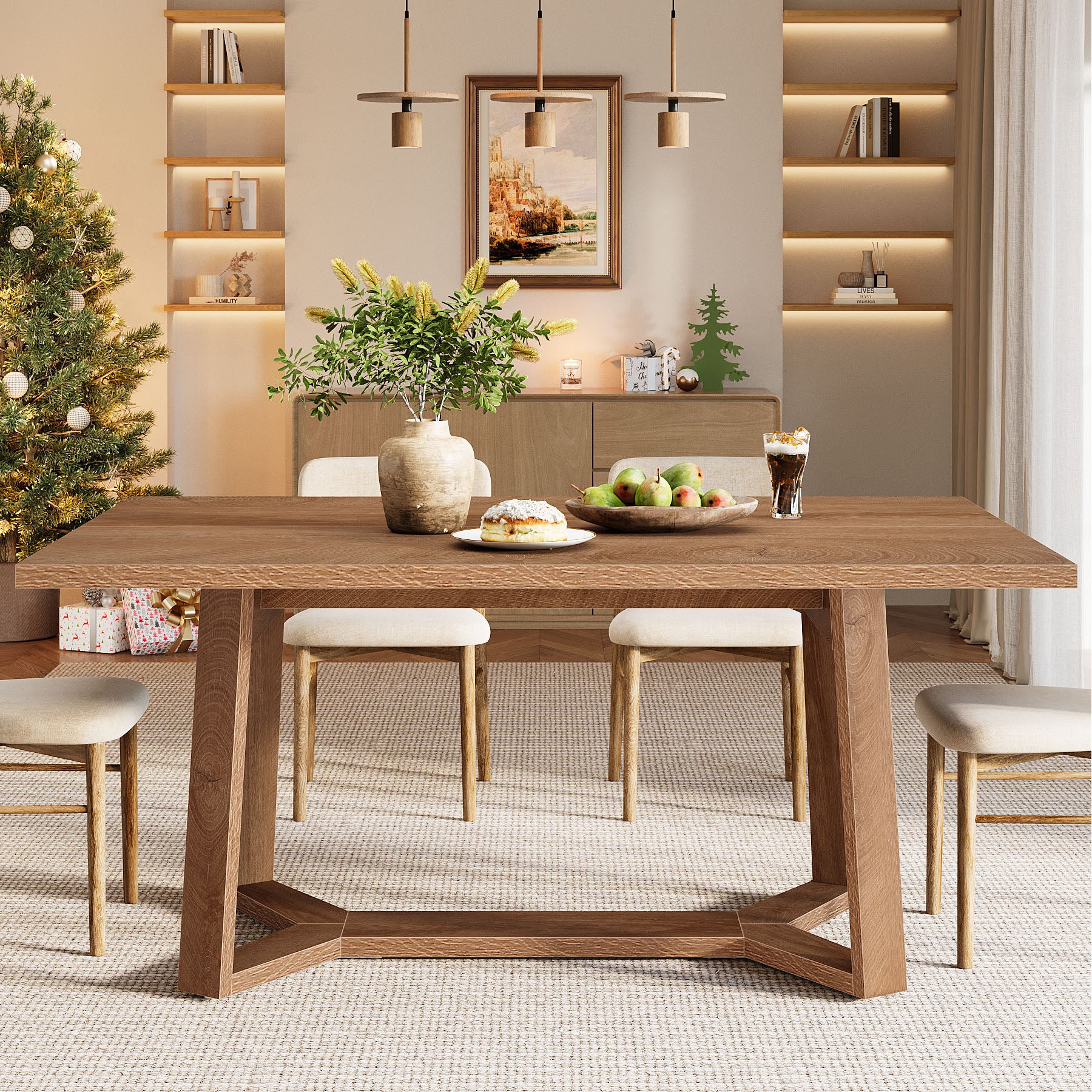 Moderner Esstisch 120 cm für 4–6 Personen, MDF mit Massivholzoptik, rechteckiger Küchentisch