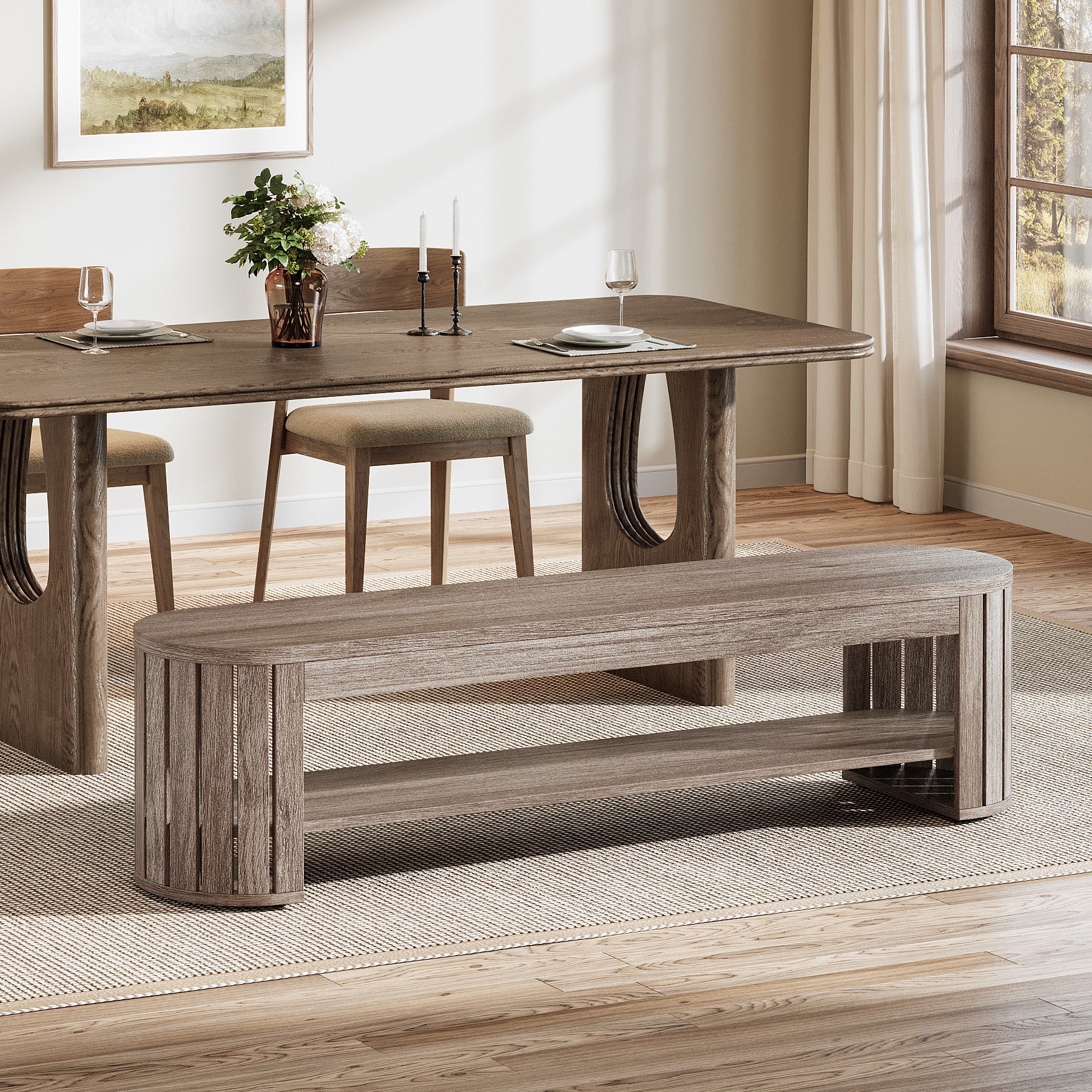 Schuhbank aus Holz mit Stauraum, 160 cm Lange 2-stufige Sitzbank für Flur, Schlafzimmer und Wohnzimmer