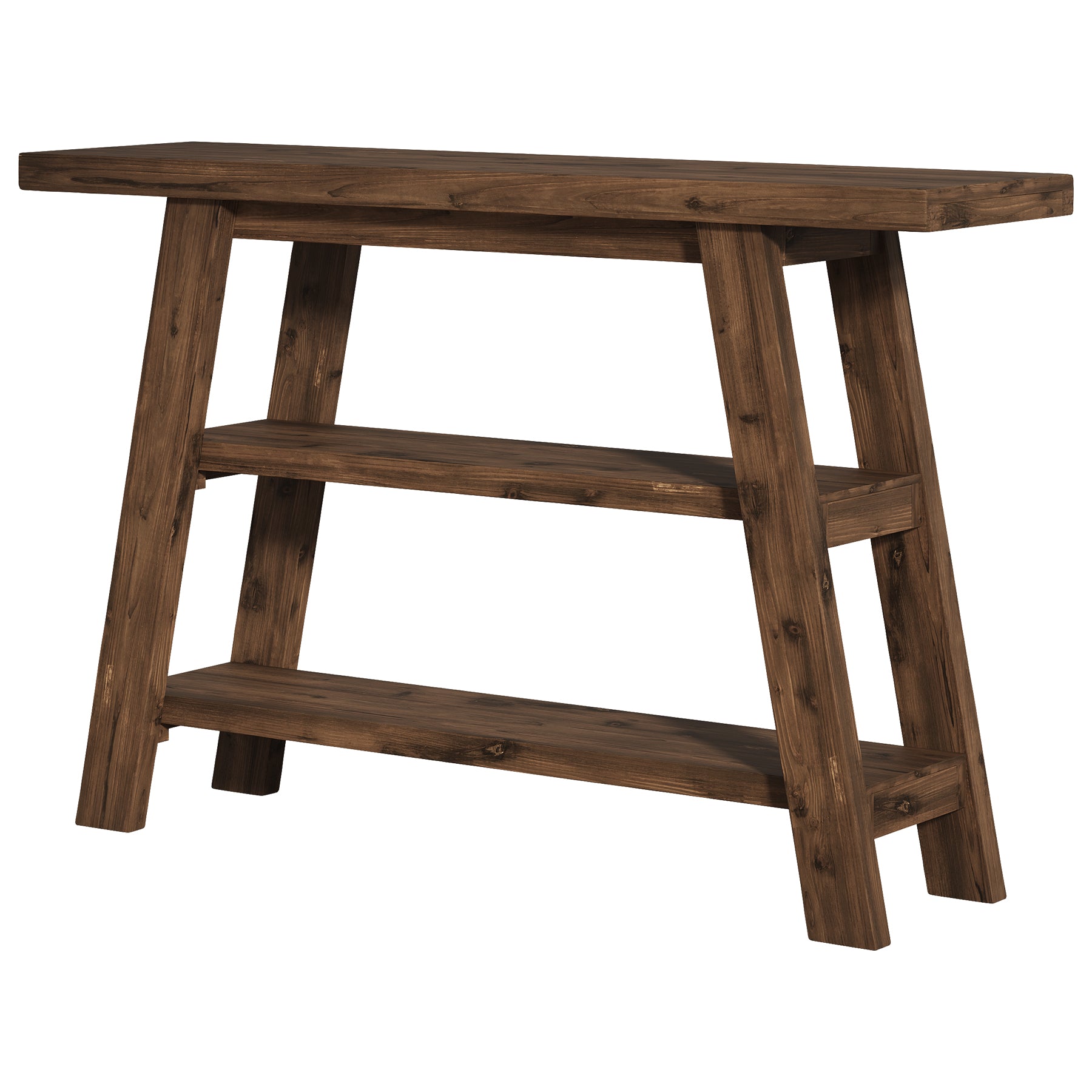 120 cm Massivholz-Konsolentisch im Landhausstil, schmaler Sofatisch mit 3 Ebenen für Eingang & Foyer