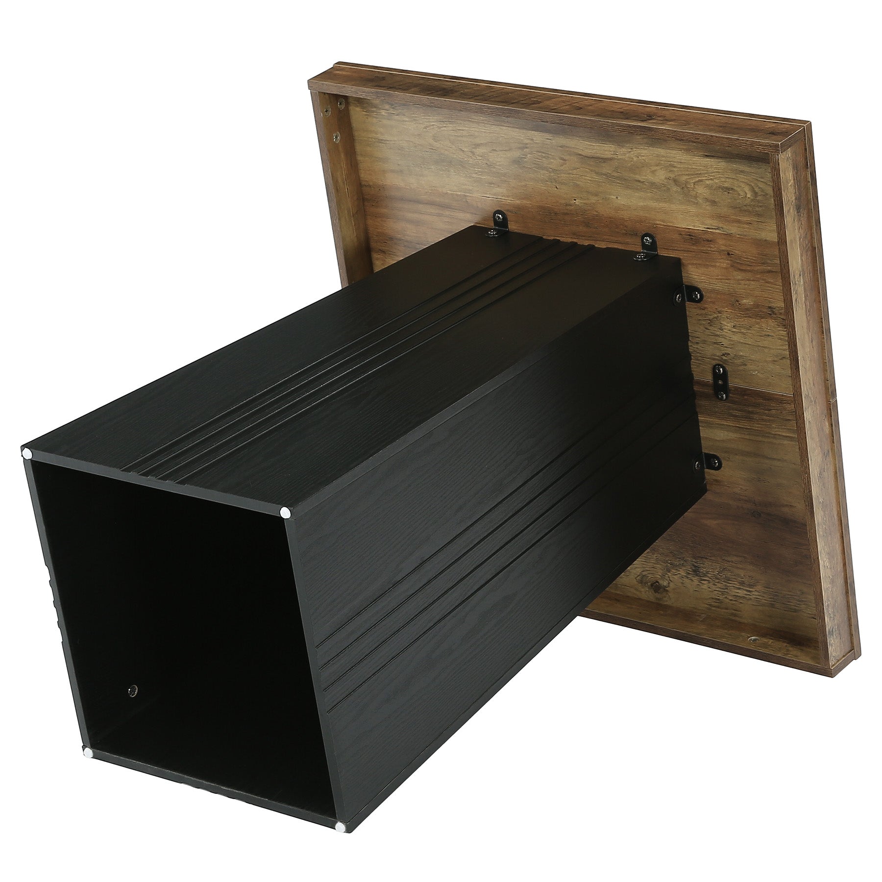 Tribesigns Bartisch 80 × 80 cm, Quadratischer Stehtisch im Landhausstil mit geriffeltem Sockel
