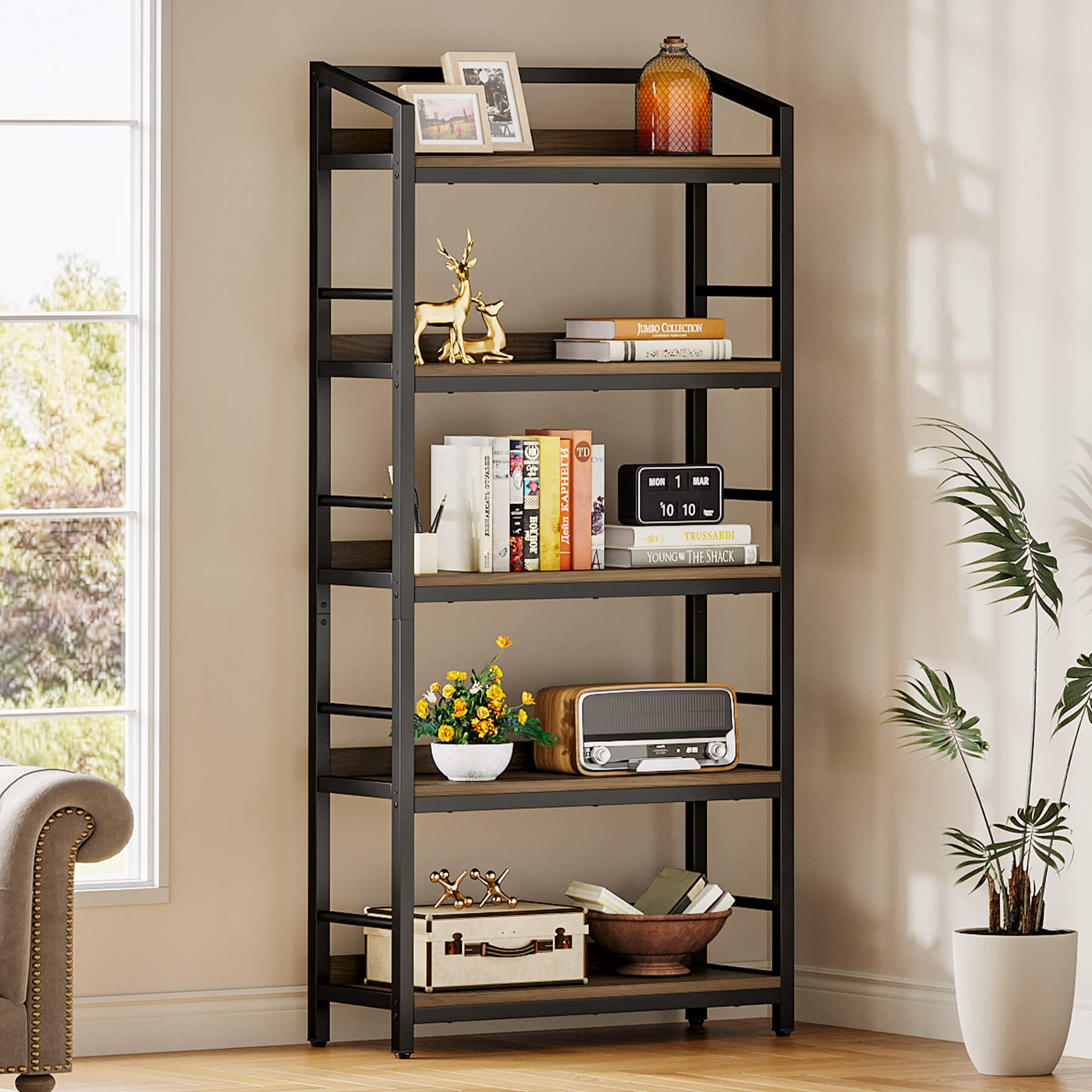 5-stöckiges 170 cm Etageren-Bücherregal fürs Büro