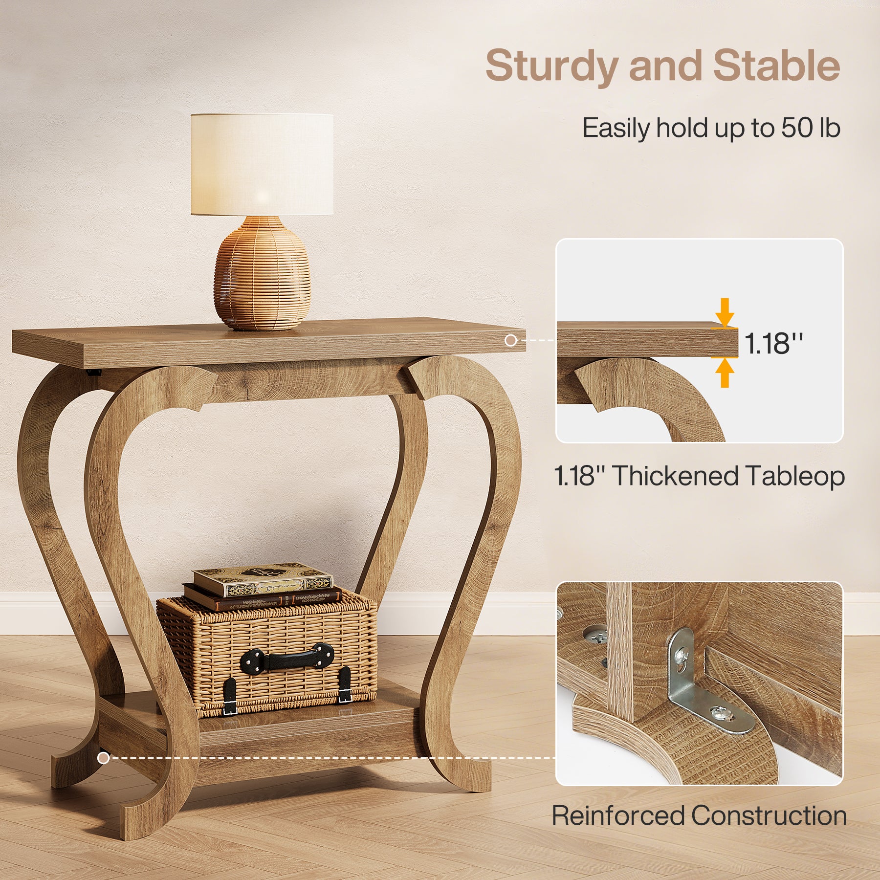 Tribesigns schmaler Beistelltisch mit Ablage, 2-stufiger Endtisch für kleine Räume, Nachttisch platzsparend