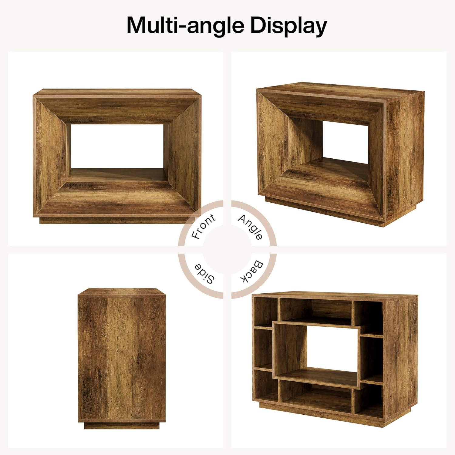 90 cm großer Side-Table im Vintage-Design fürs Schlafzimmer,Nachttisch mit Unterschrank