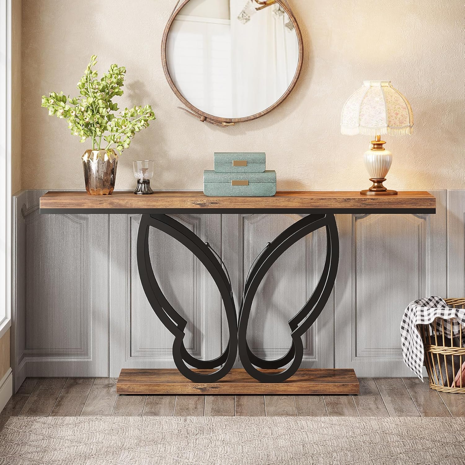 Bauernhaus Konsolentisch, Schmetterling Metallrahmen für Flur, Wohnzimmer, Eingang