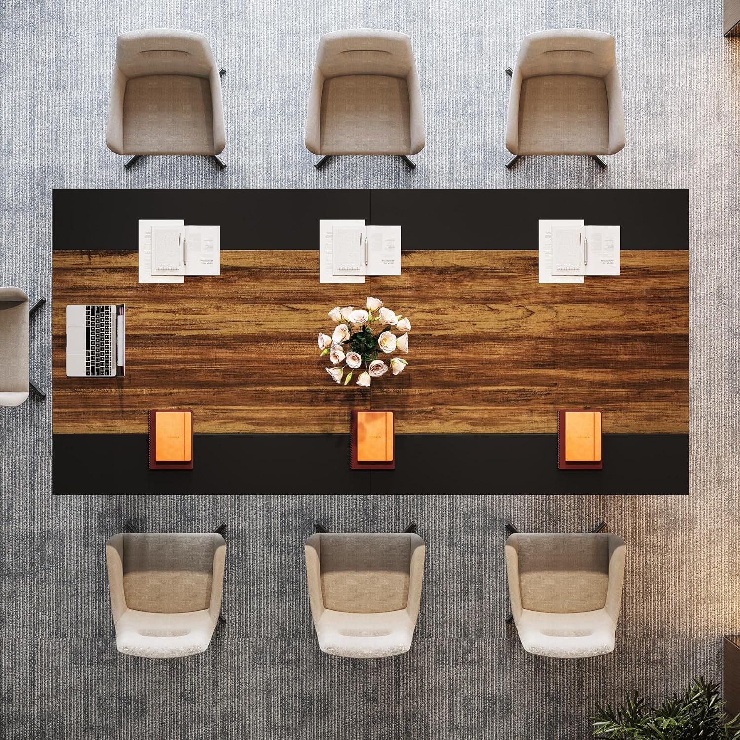 Konferenztisch - 2 Personen Computertisch mit geometrischem Metallgestell