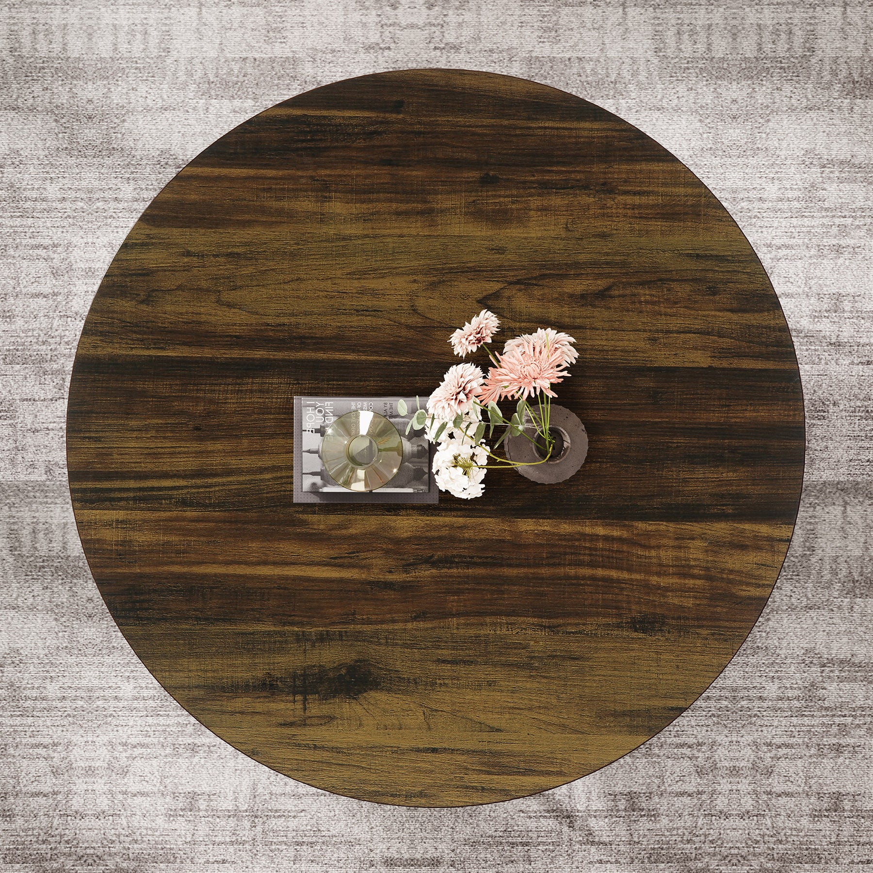 Runder Couchtisch 80 cm mit 2 Ablagen, Industrial Wohnzimmertisch, Moderner Sofatisch mit Stauraum