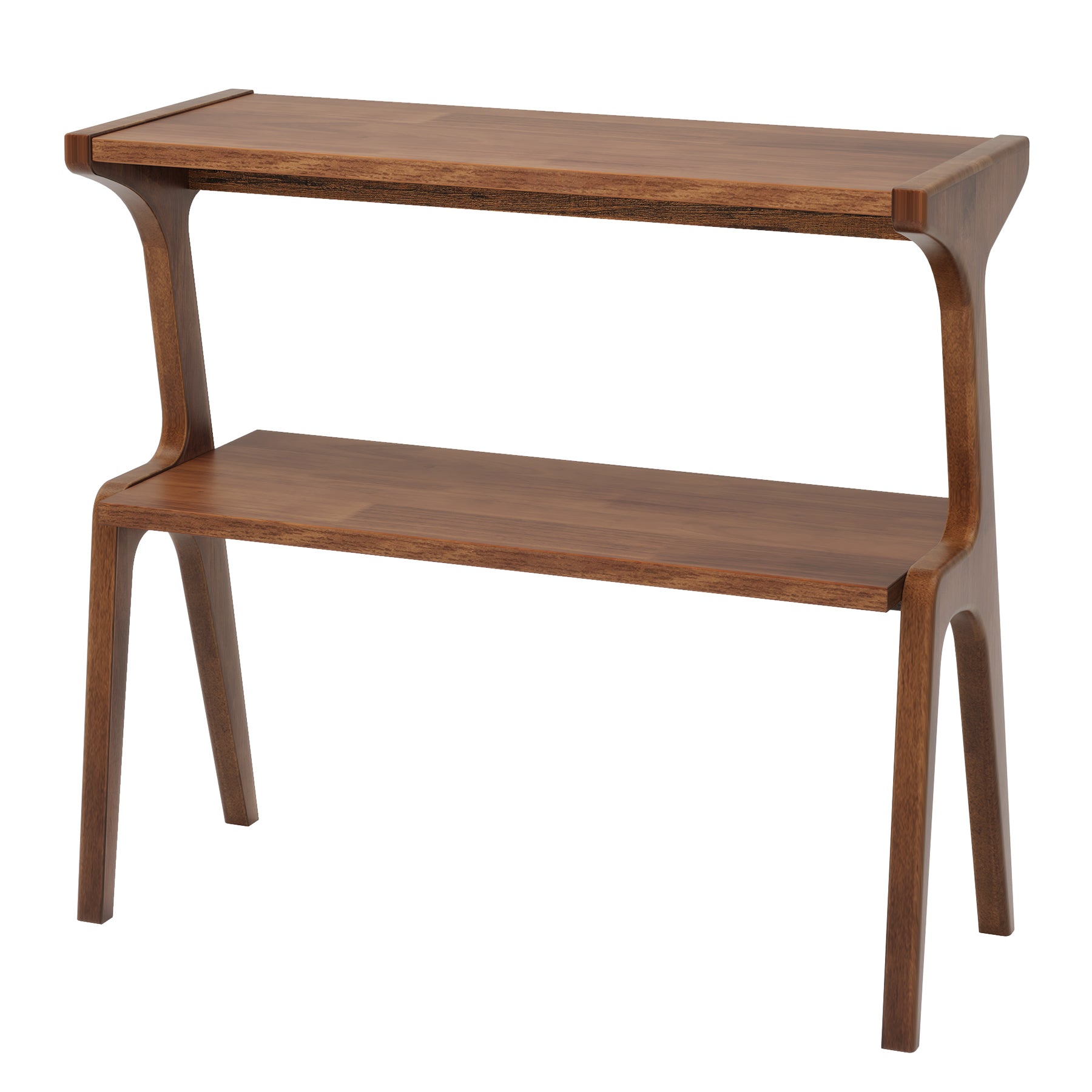 Tribesigns Schmaler Beistelltisch aus Massivholz, 2-stufiger Nachttisch mit modernem Design