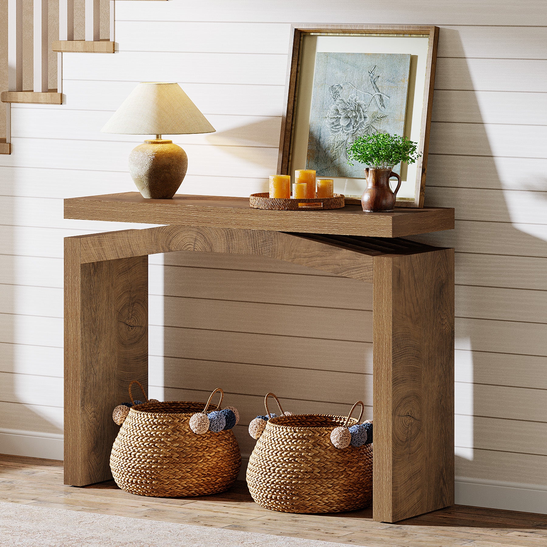 Tribesigns Konsolentisch 100 cm schmal, Flurtisch im Landhausstil mit modernem Design