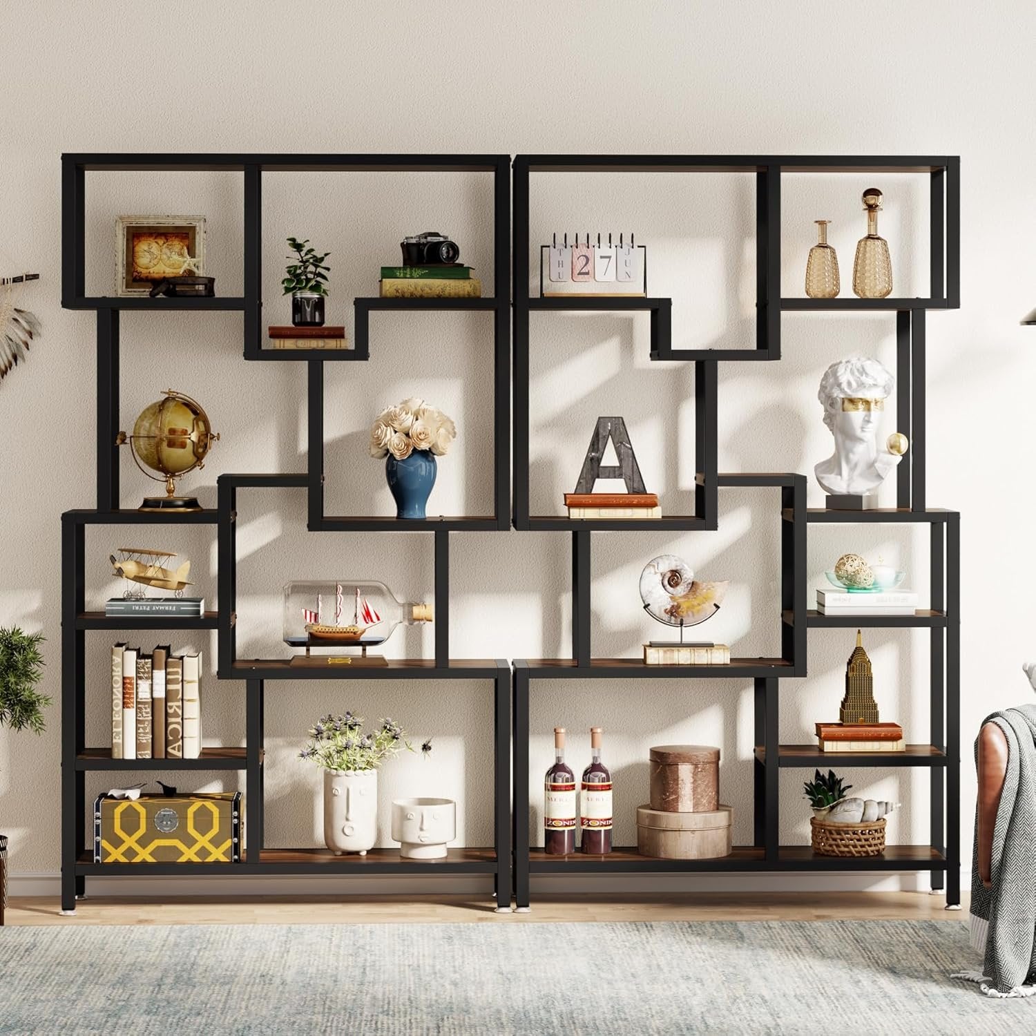 7-stöckiges Bücherregal -180cm hoch Holz Bücherregal