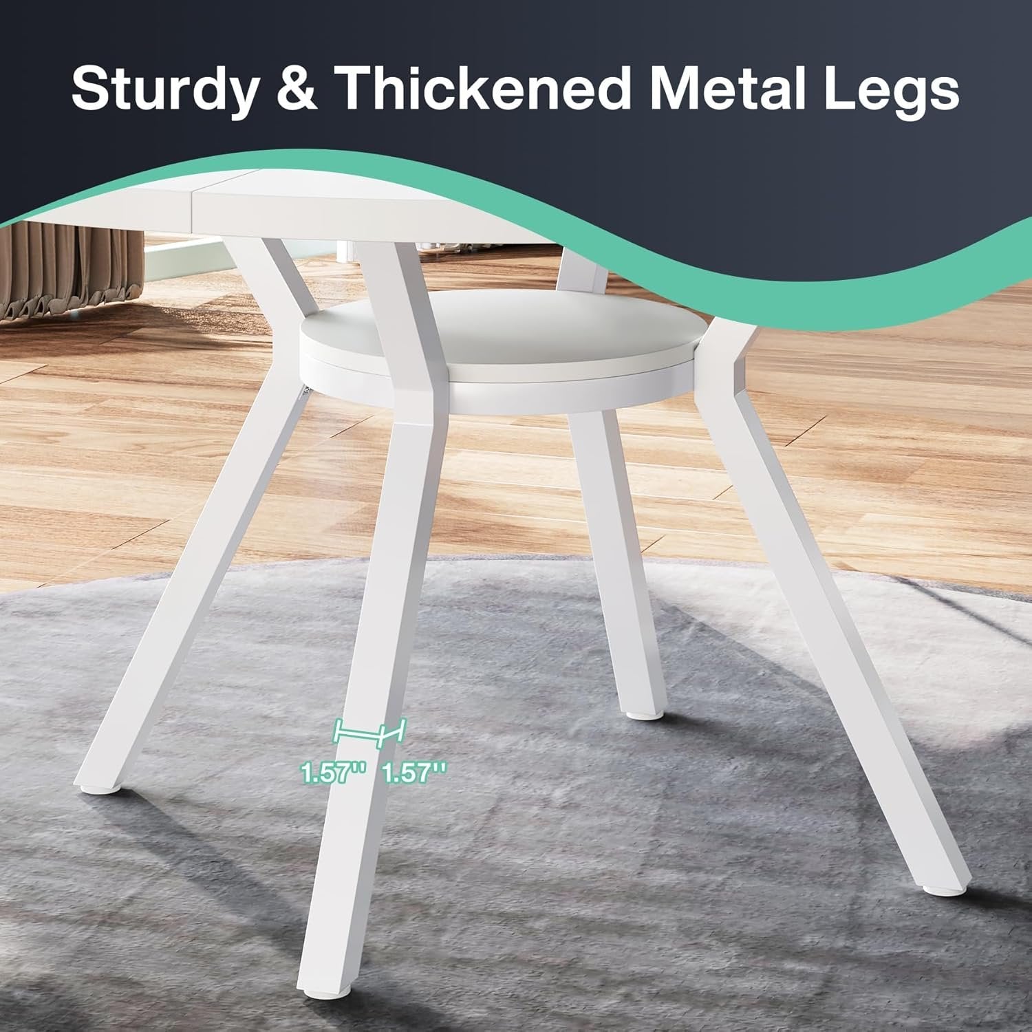 120 cm Runder Esstisch für 4 Personen, Küchentisch mit Metallgestell und Ablagefach