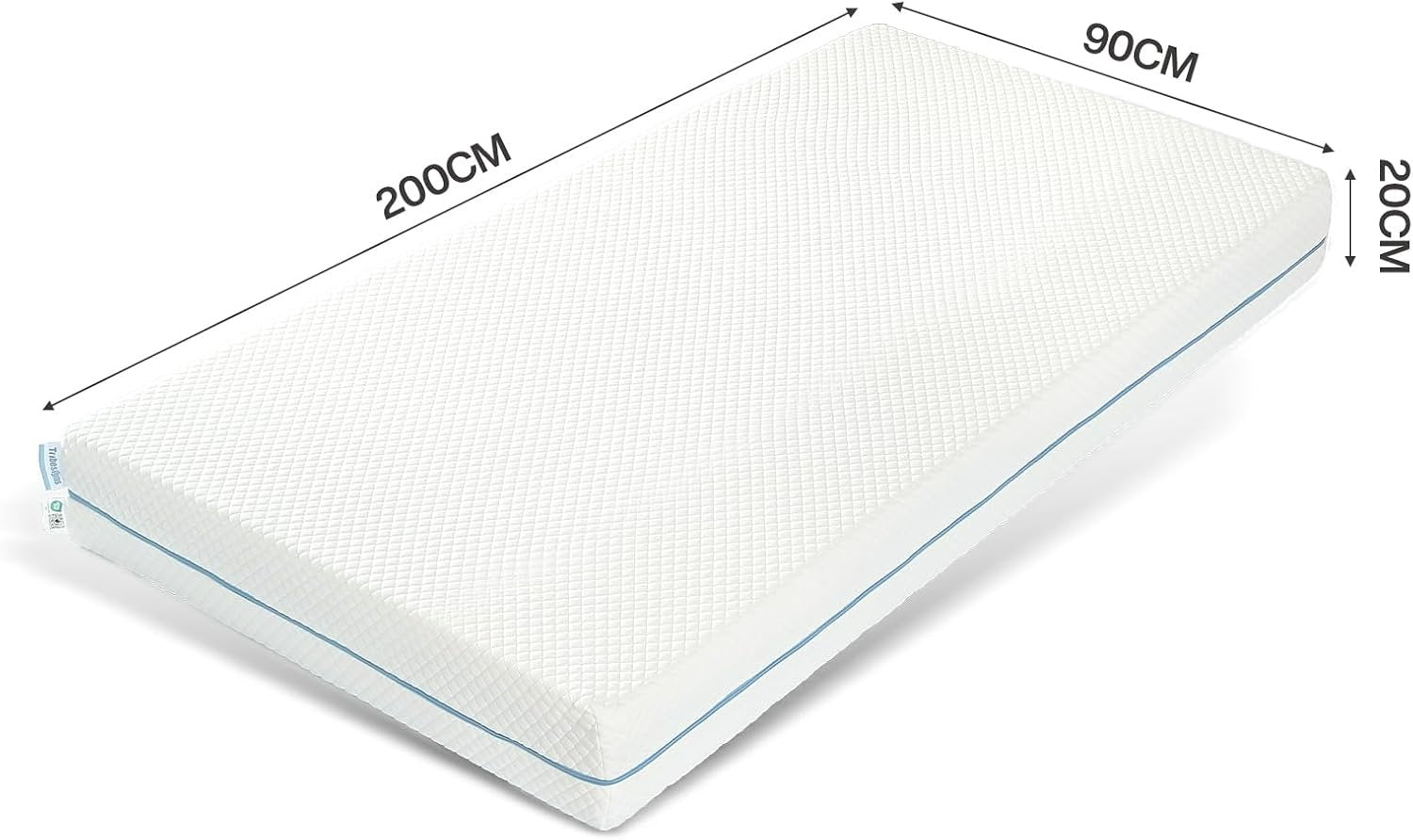 90 x 200 cm Matratze - 7-Zonen H3 Kaltschaum mit waschbarem Bezug