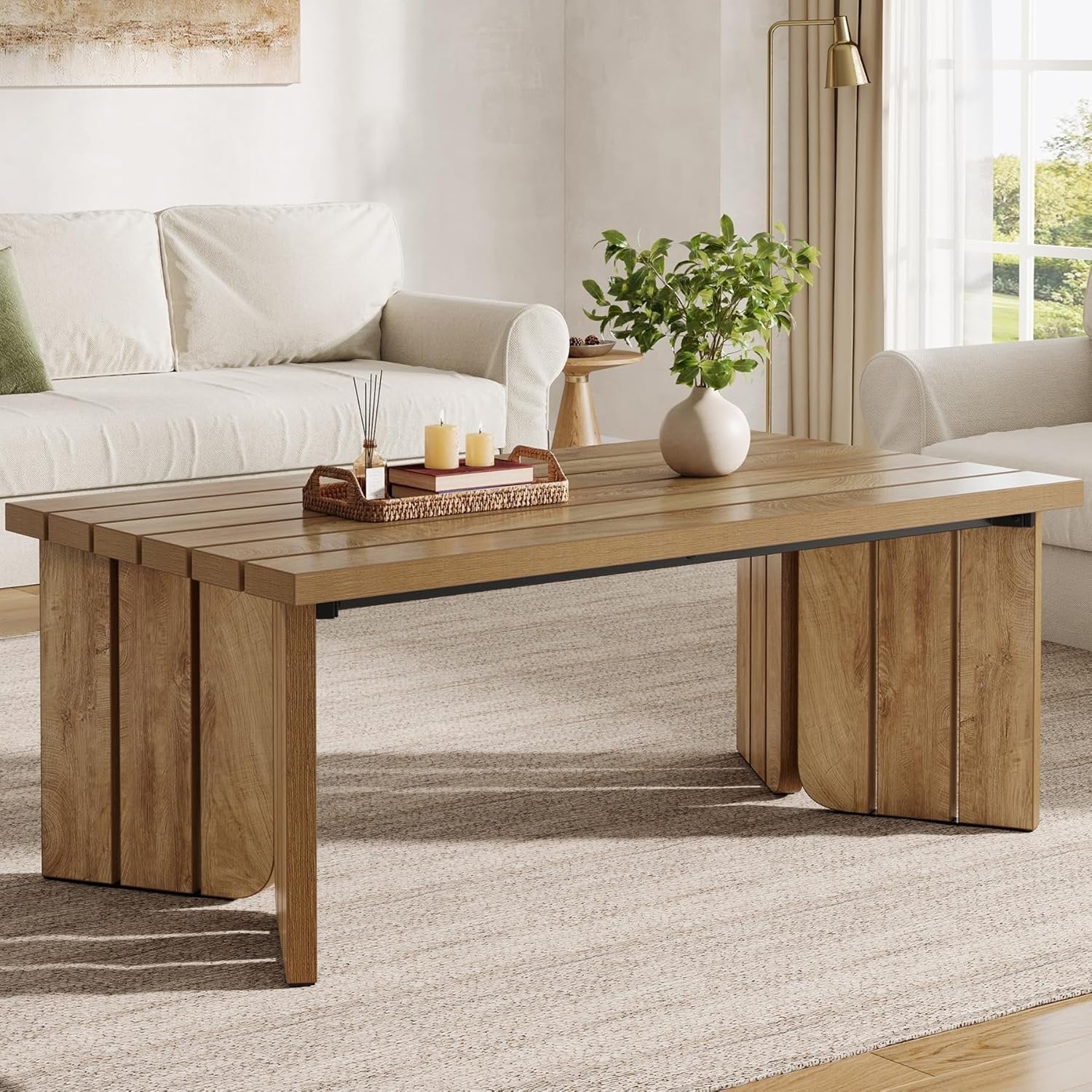 120 cm Landhaus Couchtisch rechteckig - Nussbaum Optik Wohnzimmer Tisch Mittelzentrum