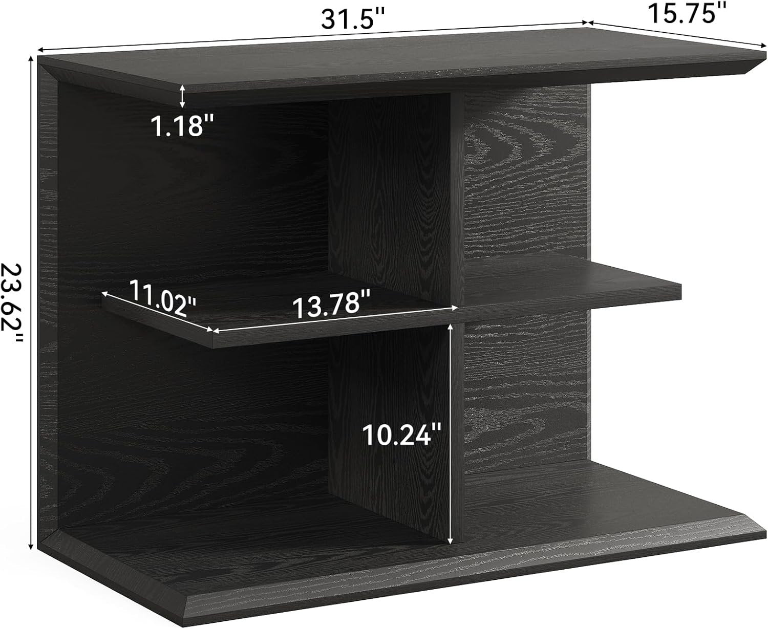 80 cm Industrieller 3-Etagen Beistelltisch mit Stauraum - Vielseitiger Side Table für Wohnzimmer & Flurf