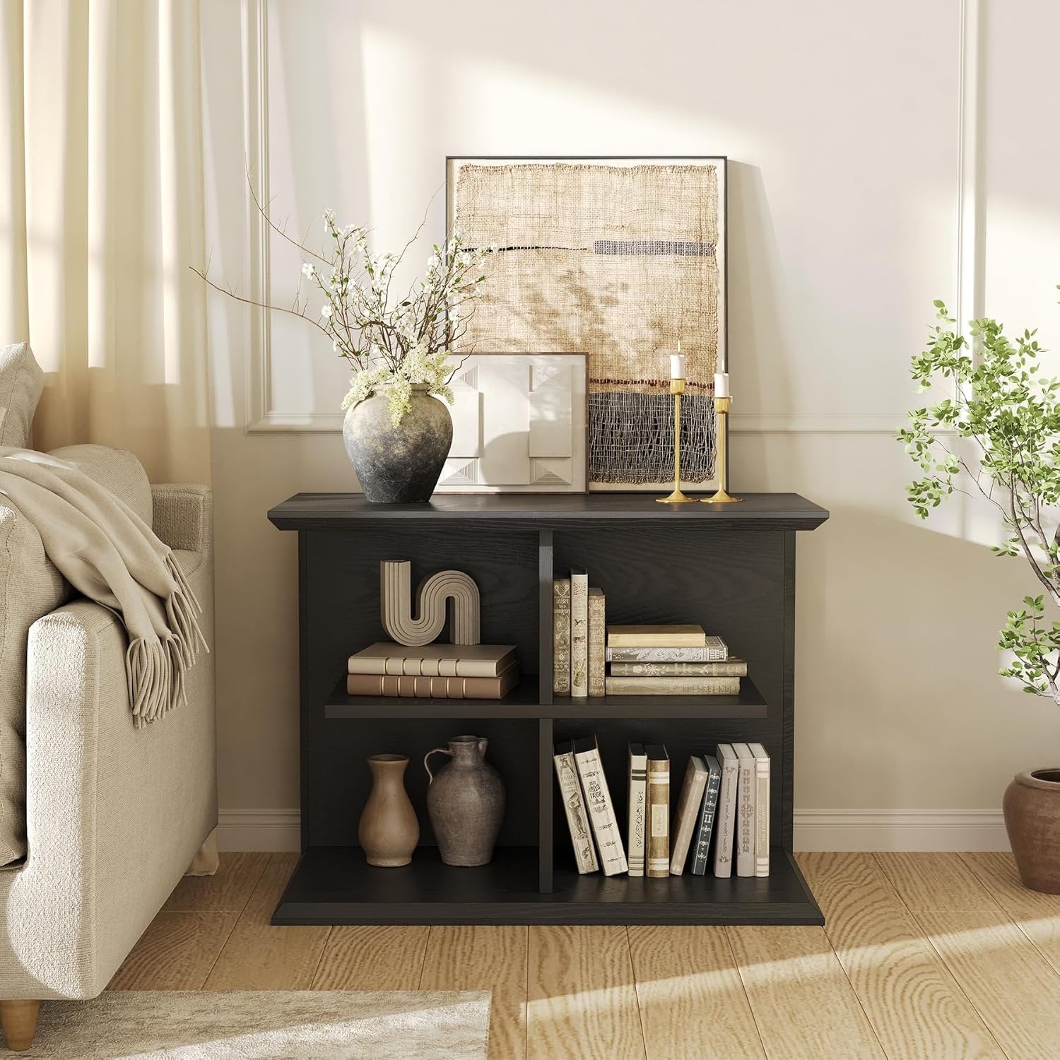 80 cm Industrieller 3-Etagen Beistelltisch mit Stauraum - Vielseitiger Side Table für Wohnzimmer & Flurf