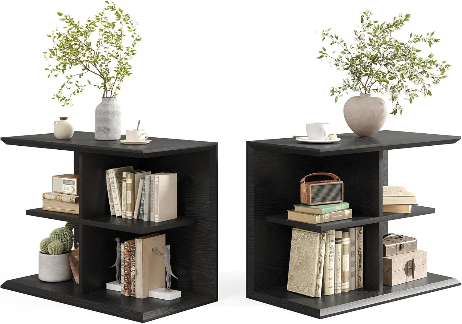 80 cm Industrieller 3-Etagen Beistelltisch mit Stauraum - Vielseitiger Side Table für Wohnzimmer & Flurf