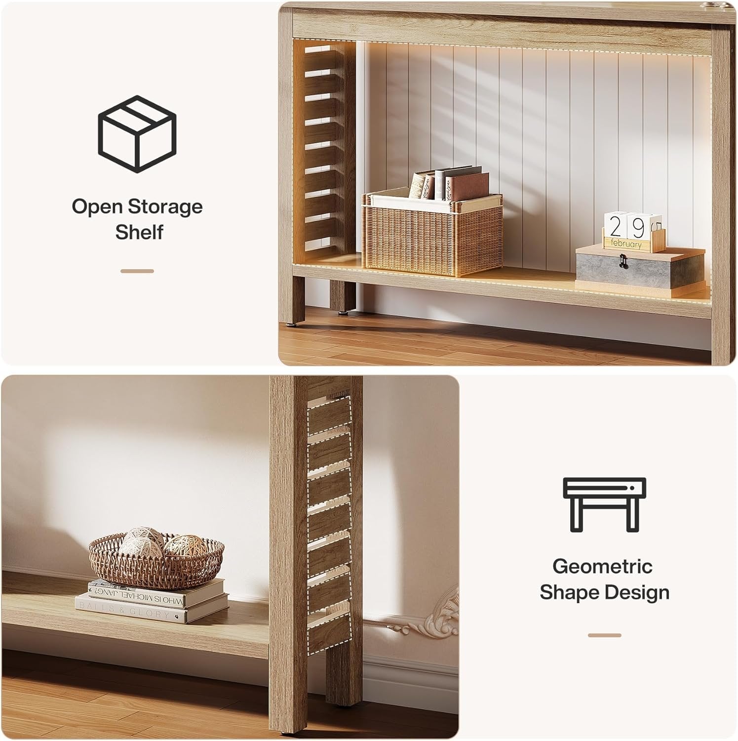 120 cm Landhaus-Konsole 2-stöckig - Schmaler Eichentisch für Flur & Wohnzimmer