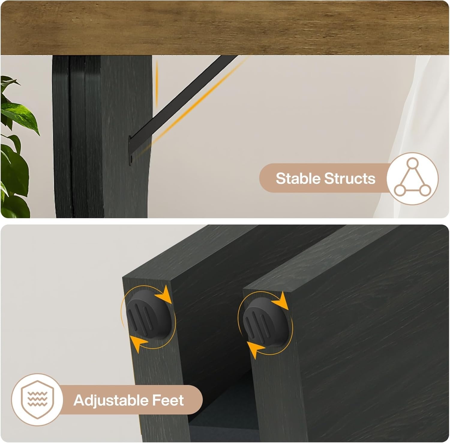 160 cm Landhaus-Schreibtisch - Bürotisch mit Sanduhr-Beinen in Braun & Schwarz
