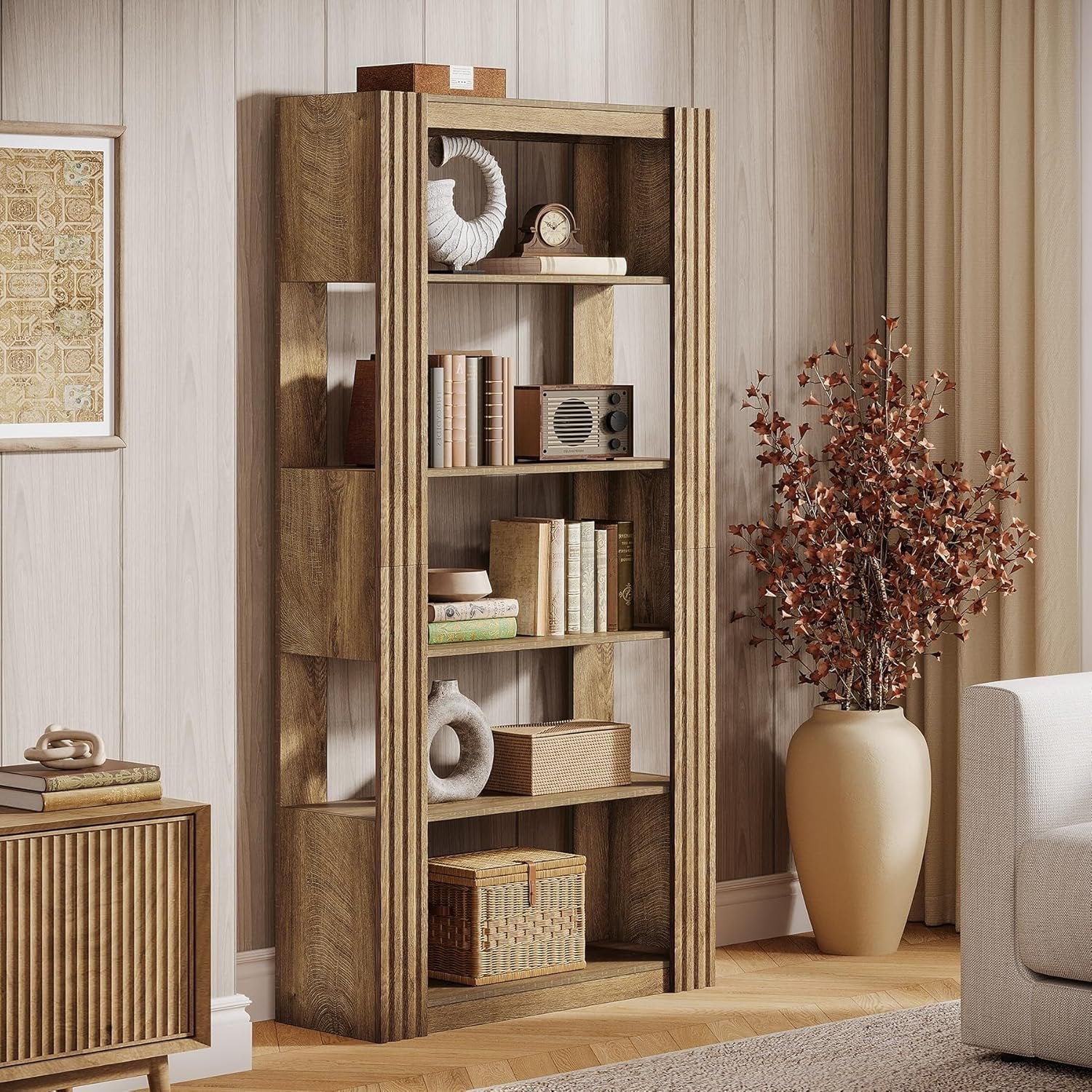 Tribesigns Bücherregal, 180 cm hohes Standregal mit 5 Ebenen offene Ablagen Regal für Büro