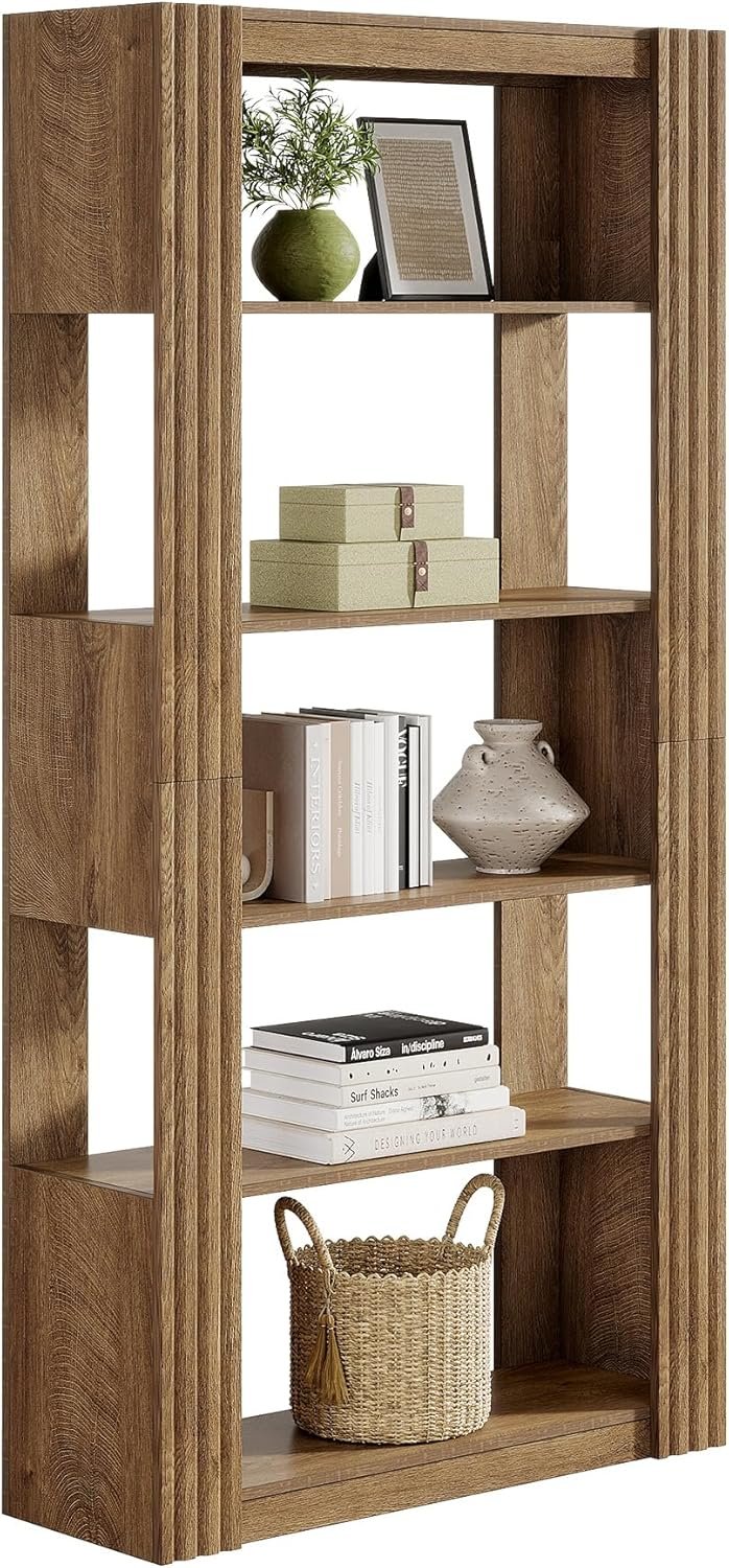 Tribesigns Bücherregal, 180 cm hohes Standregal mit 5 Ebenen offene Ablagen Regal für Büro
