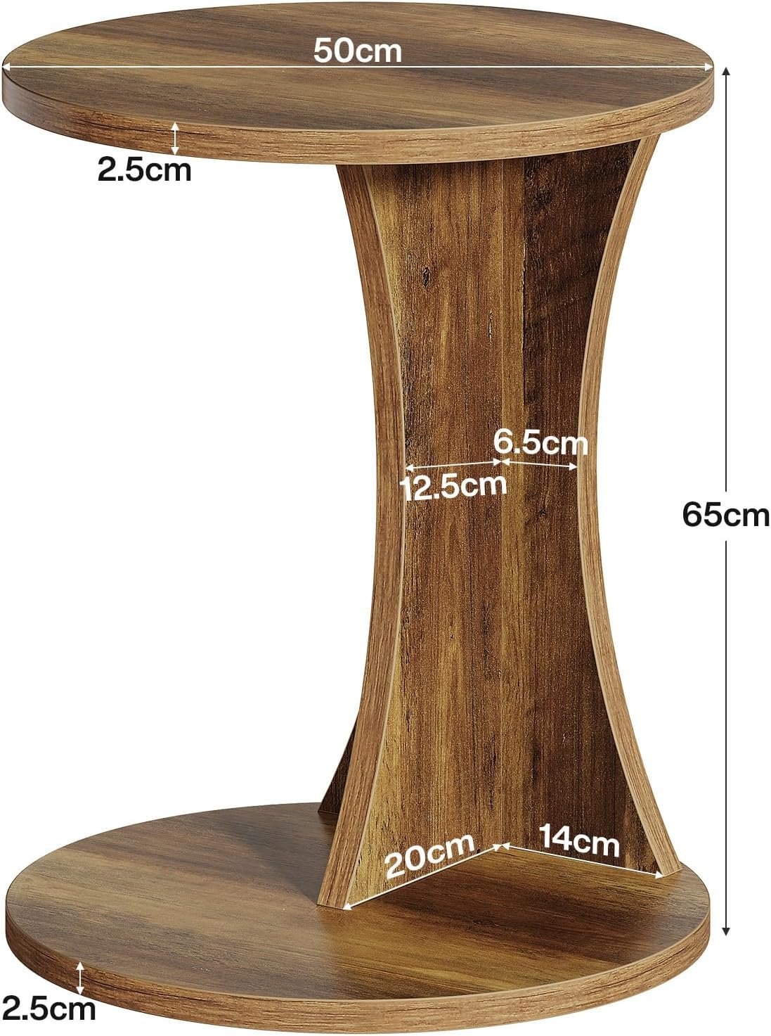 Tribesigns C-Form Beistelltisch, Runder Sofatisch 2-stöckiger Kaffeetisch für Wohnzimmer