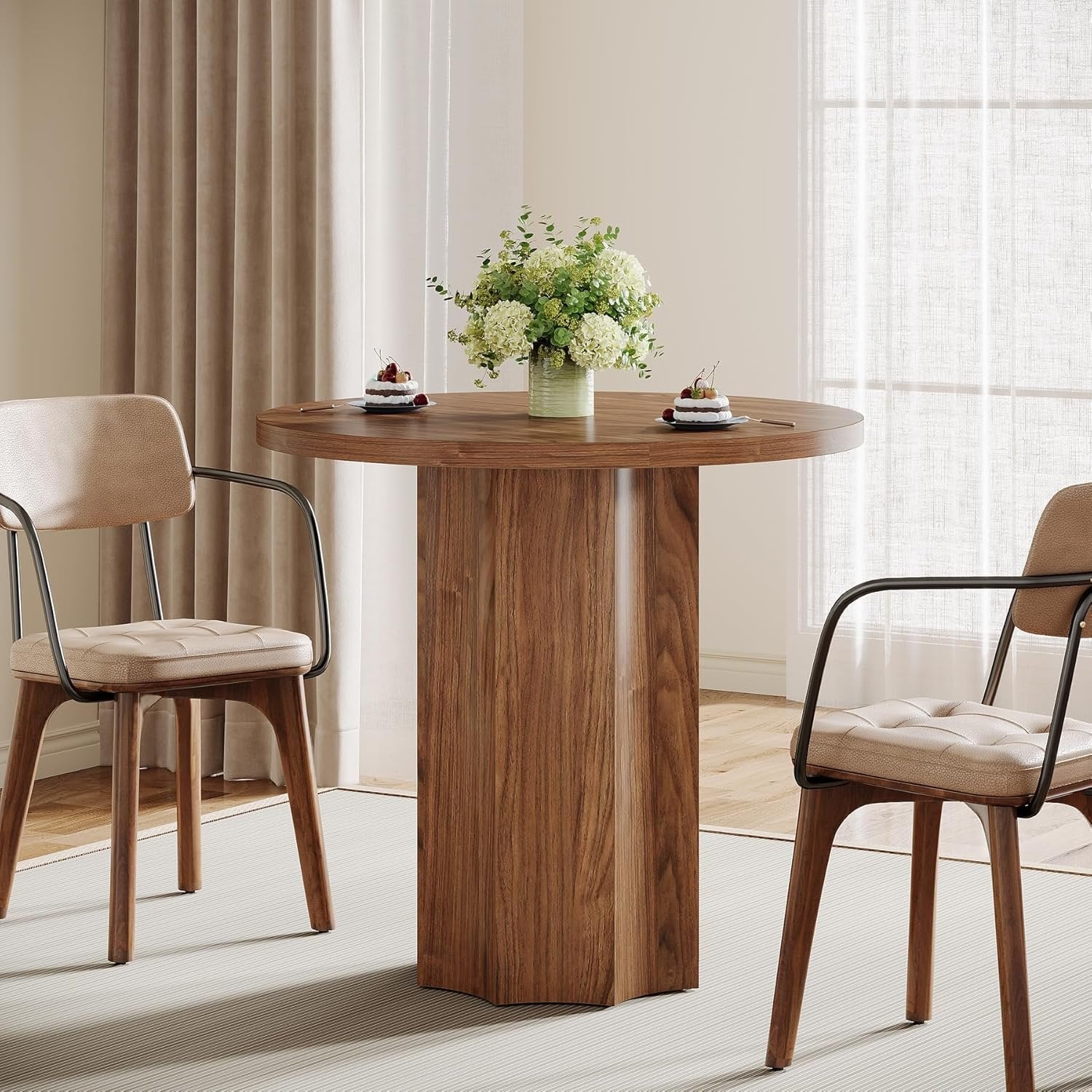 Rustikaler Rundtisch »Zweisamkeit« mit 80 cm Durchmesser & massivem Holzsockel in Braun