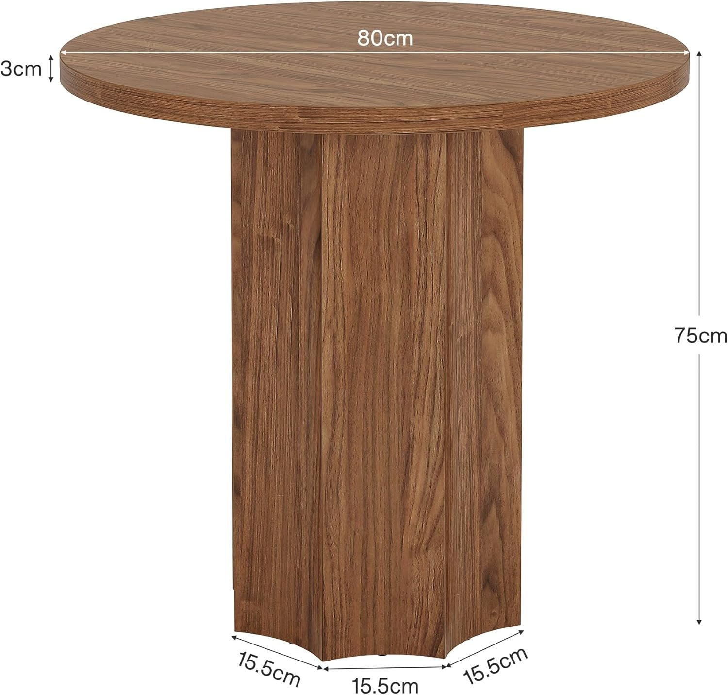 Rustikaler Rundtisch »Zweisamkeit« mit 80 cm Durchmesser & massivem Holzsockel in Braun